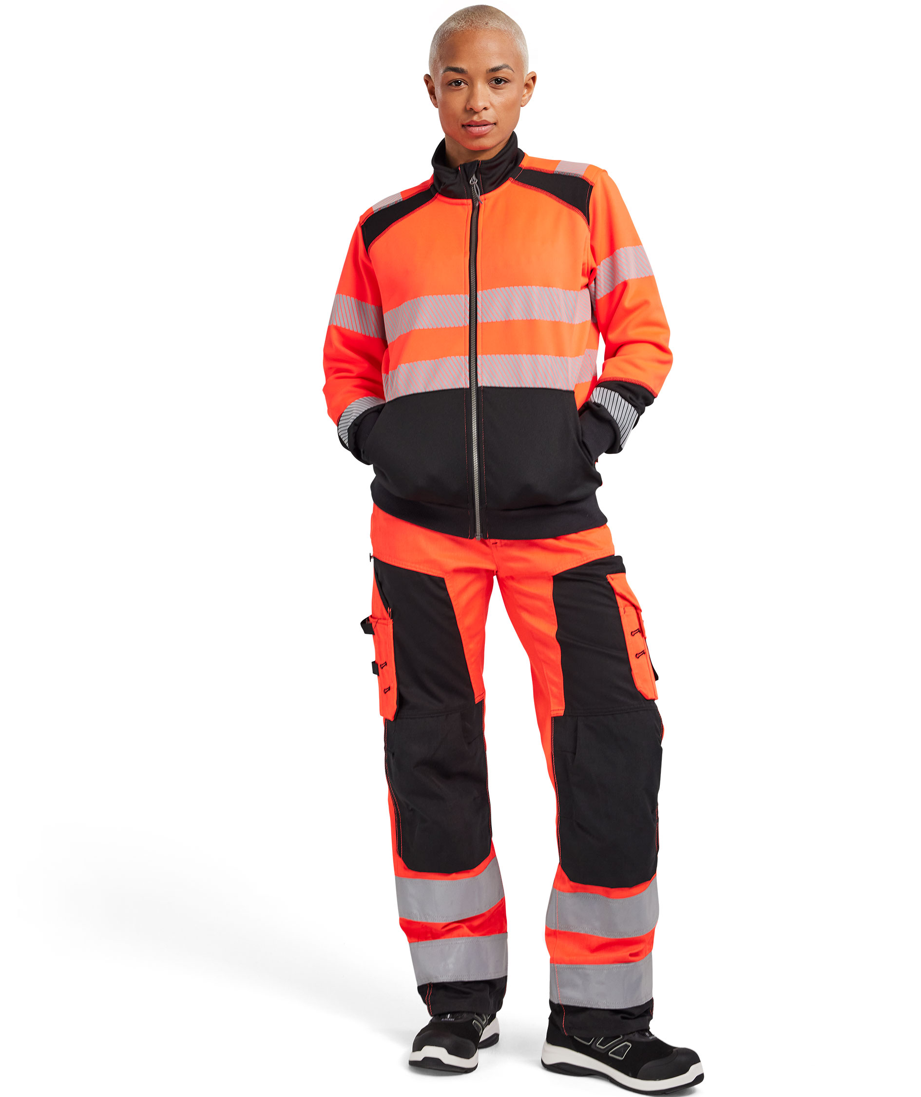 Bl&aring;kl&auml;der cardigan dam, Varsel r&ouml;d/svart