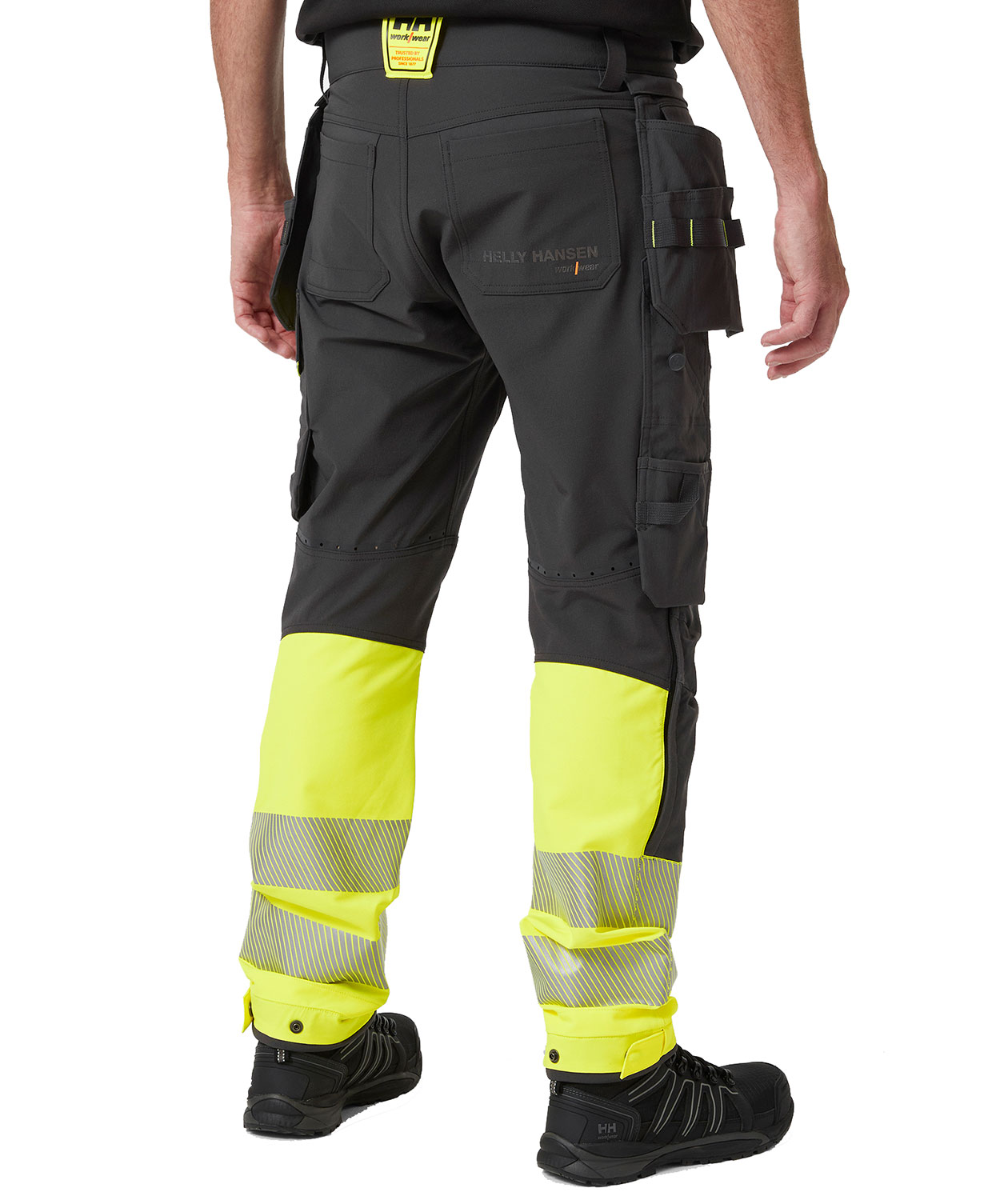 Helly Hansen ICU BRZ h&aring;ndv&aelig;rkerbukser full stretch, Ebony/Hi-Vis Gul, large image number 2