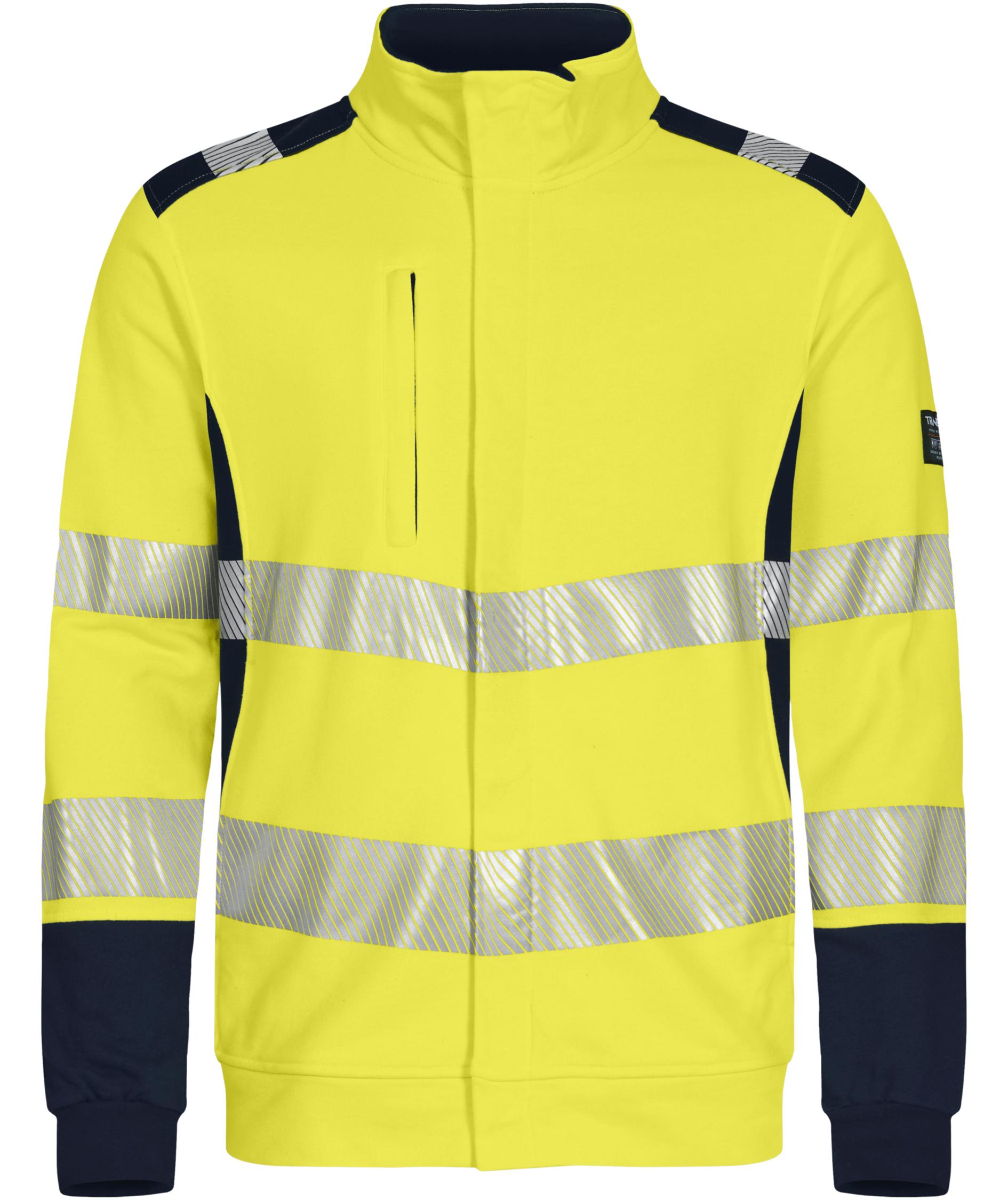 Tranemo FR sweat jacket, Hi-vis yellow/Marine blue