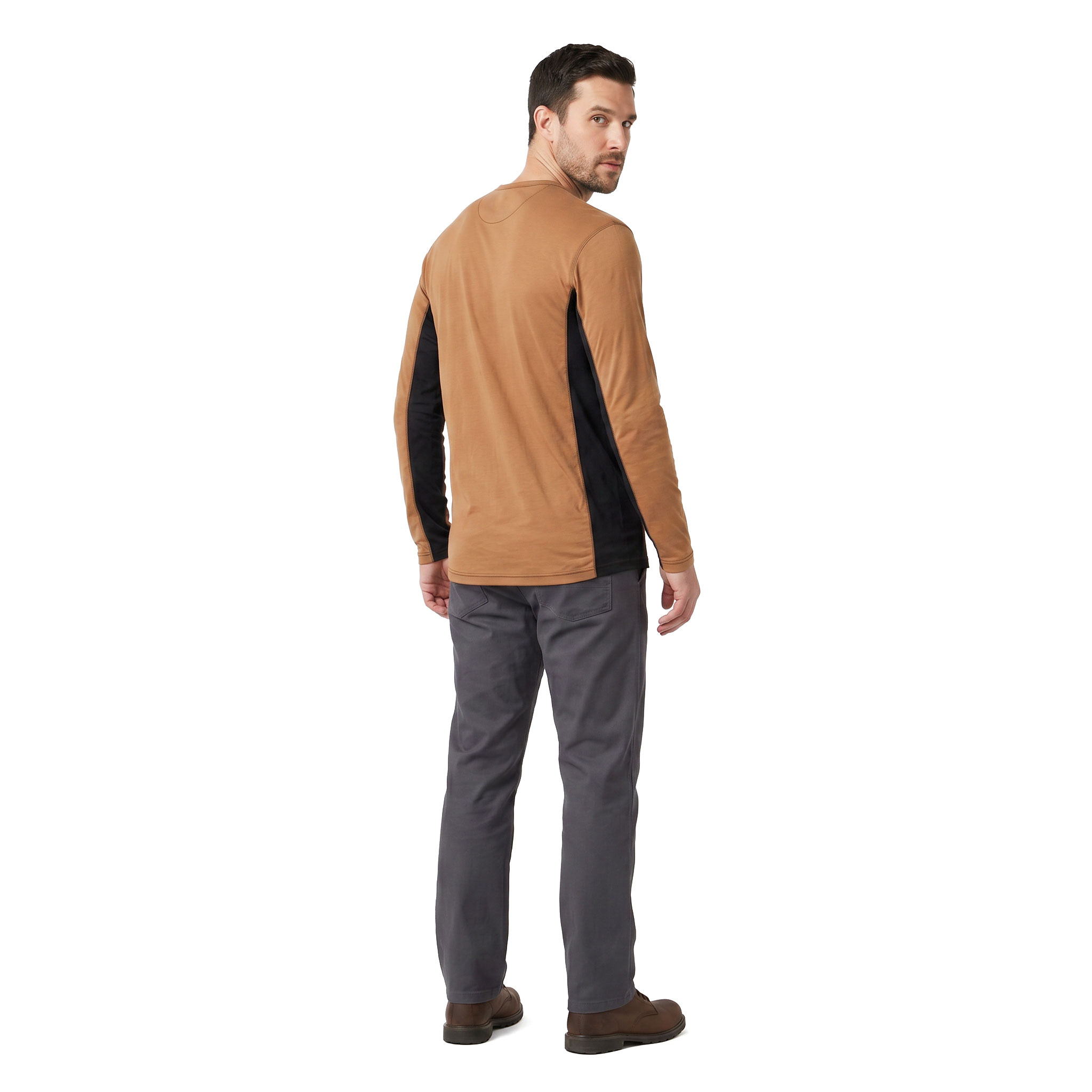 J.A.K. Basic long-sleeved Grandad T-shirt 1627, Camel/black, large image number 3