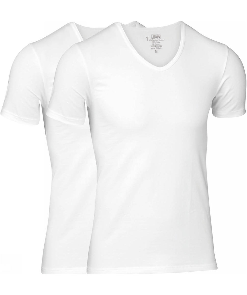 JBS 2-pack kort&auml;rmad undertr&ouml;ja med bambu, Vit