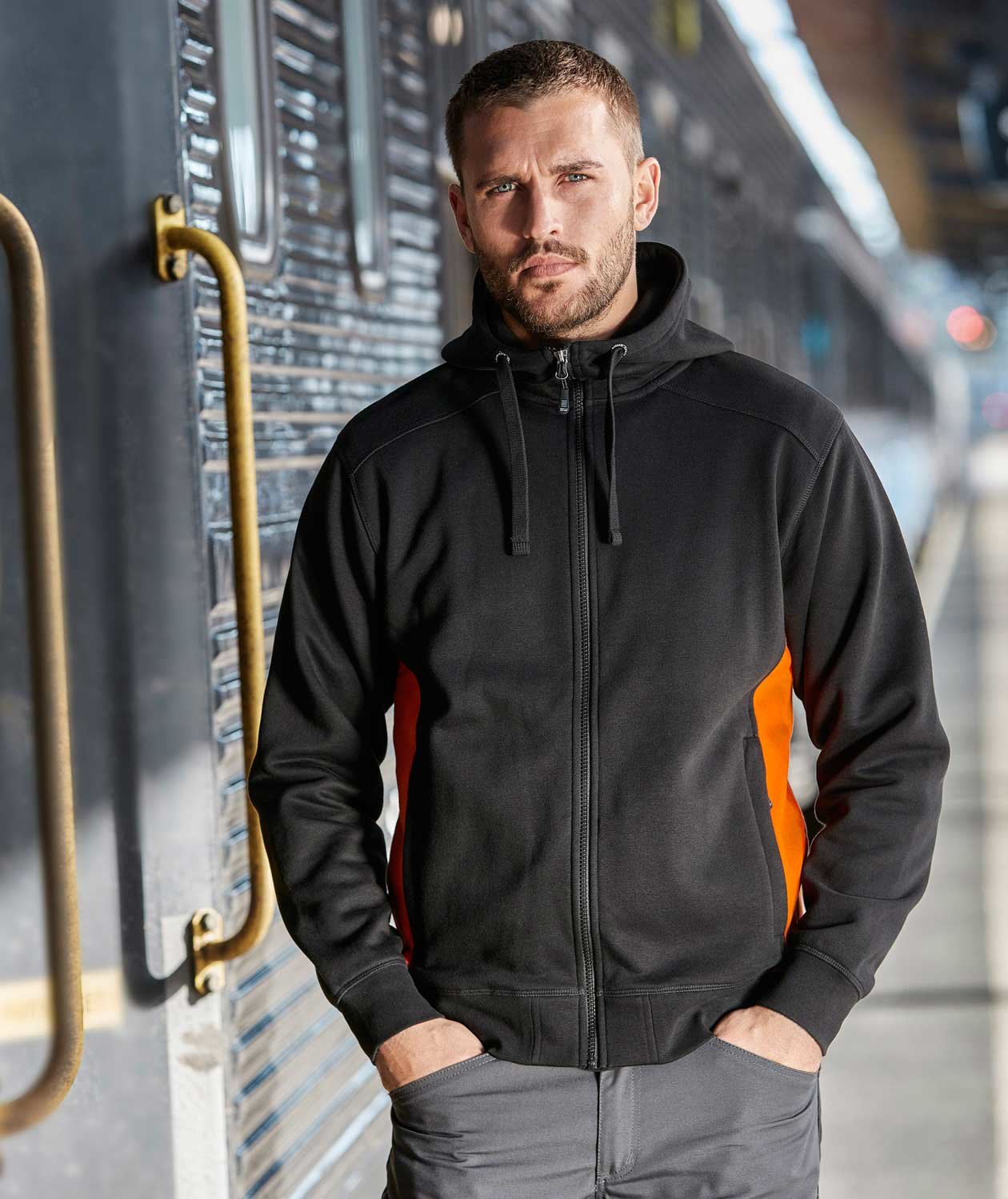 South West Franklin hoodie med blixtl&aring;s, Svart/Orange, large image number 1