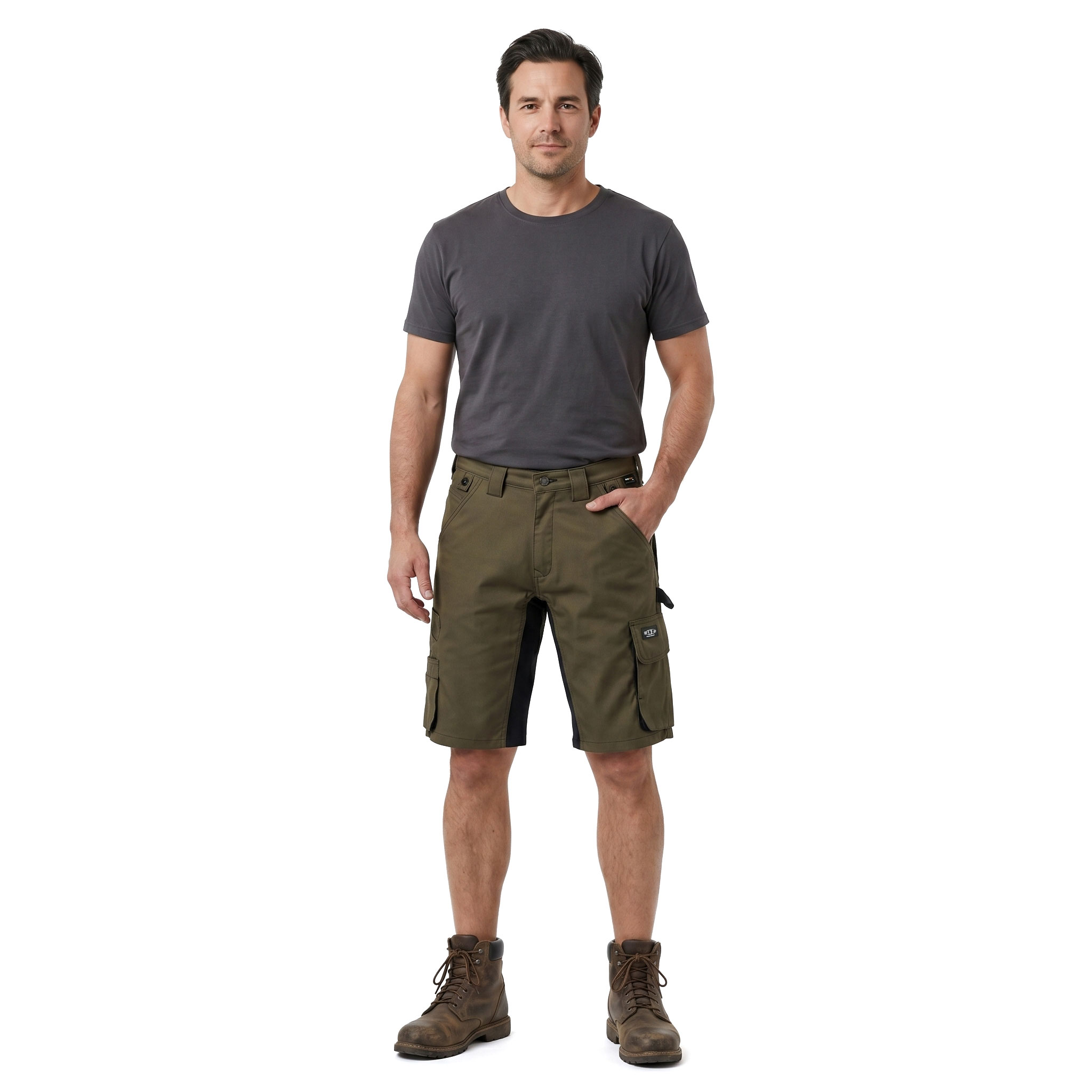 J.A.K. arbetsshorts 1610, Army/Svart, large image number 2