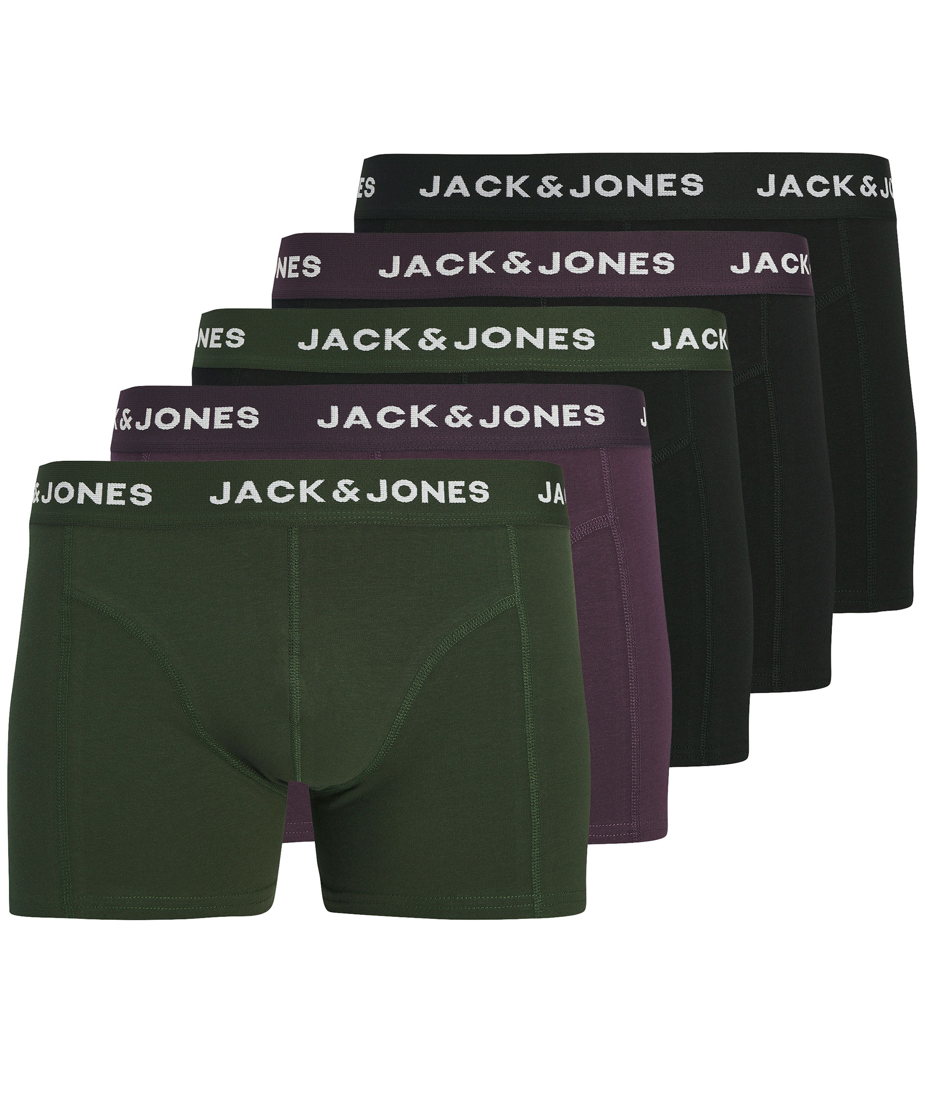 Jack & Jones JACJJ SOLID 5-pak boxershorts, Plum Perfect/Black