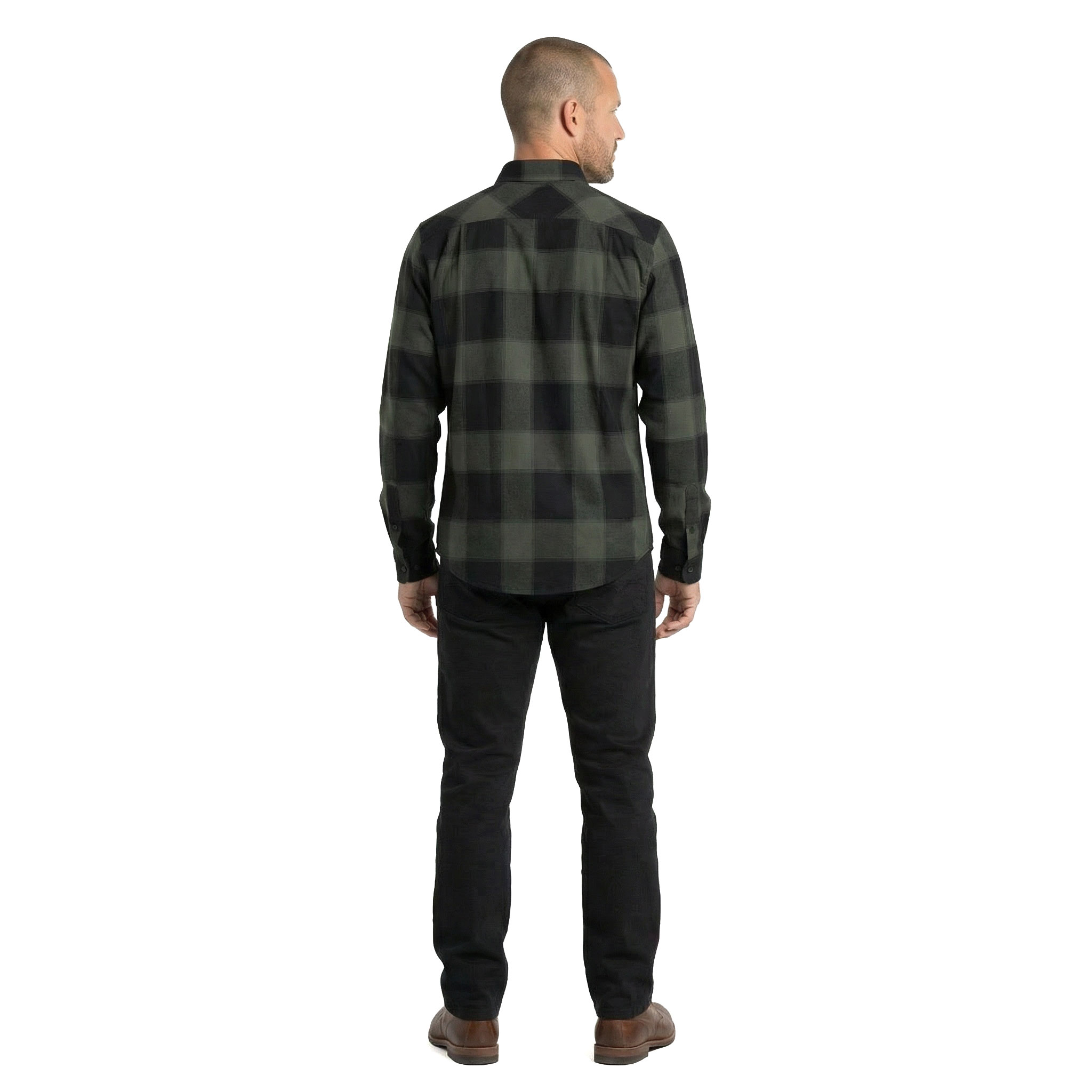 Westborn light flannel shirt, Olive/Black, large image number 3