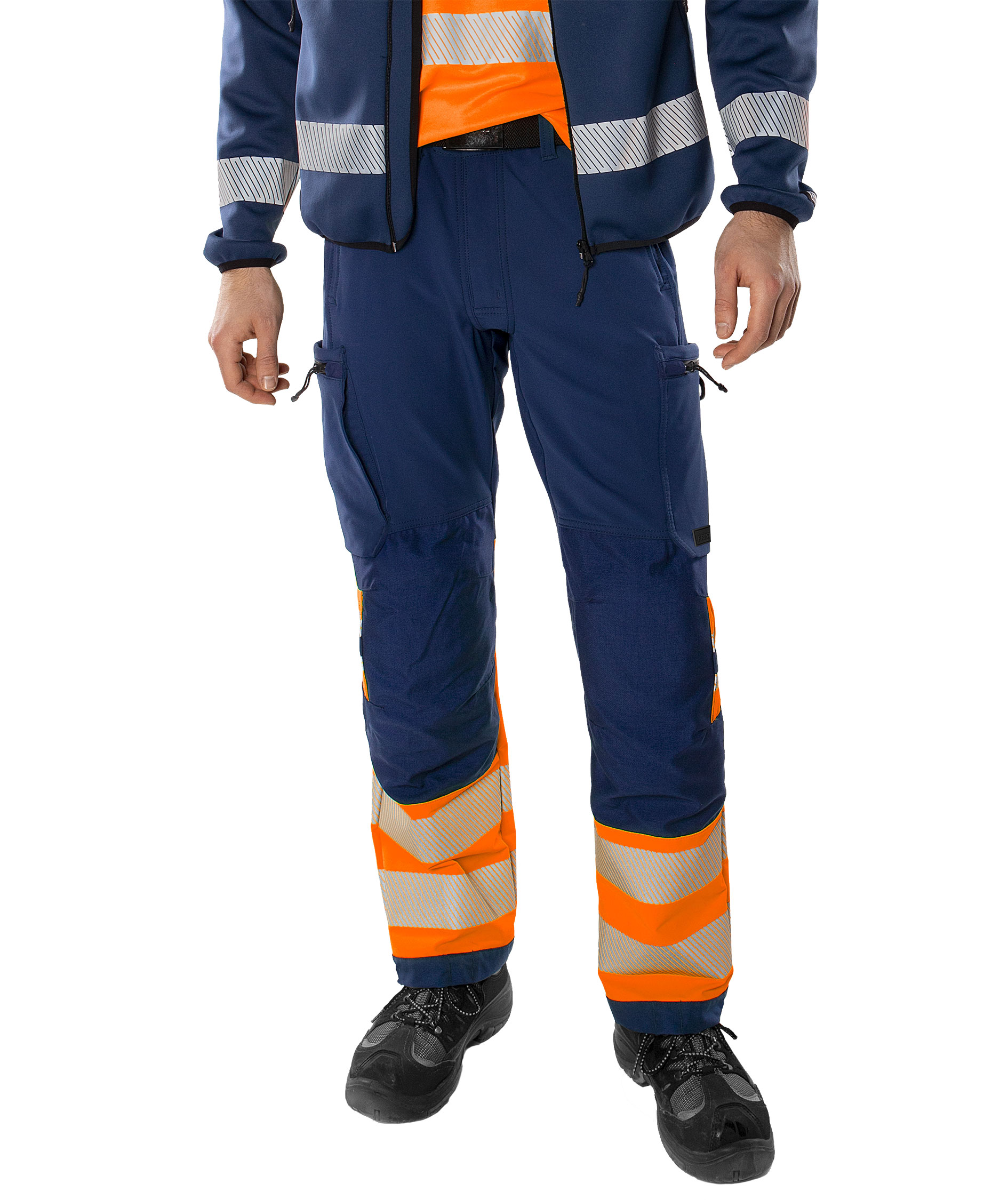 Fristads Green work trousers 2647 GSTP full stretch, Hi-Vis Orange/Navy, large image number 1