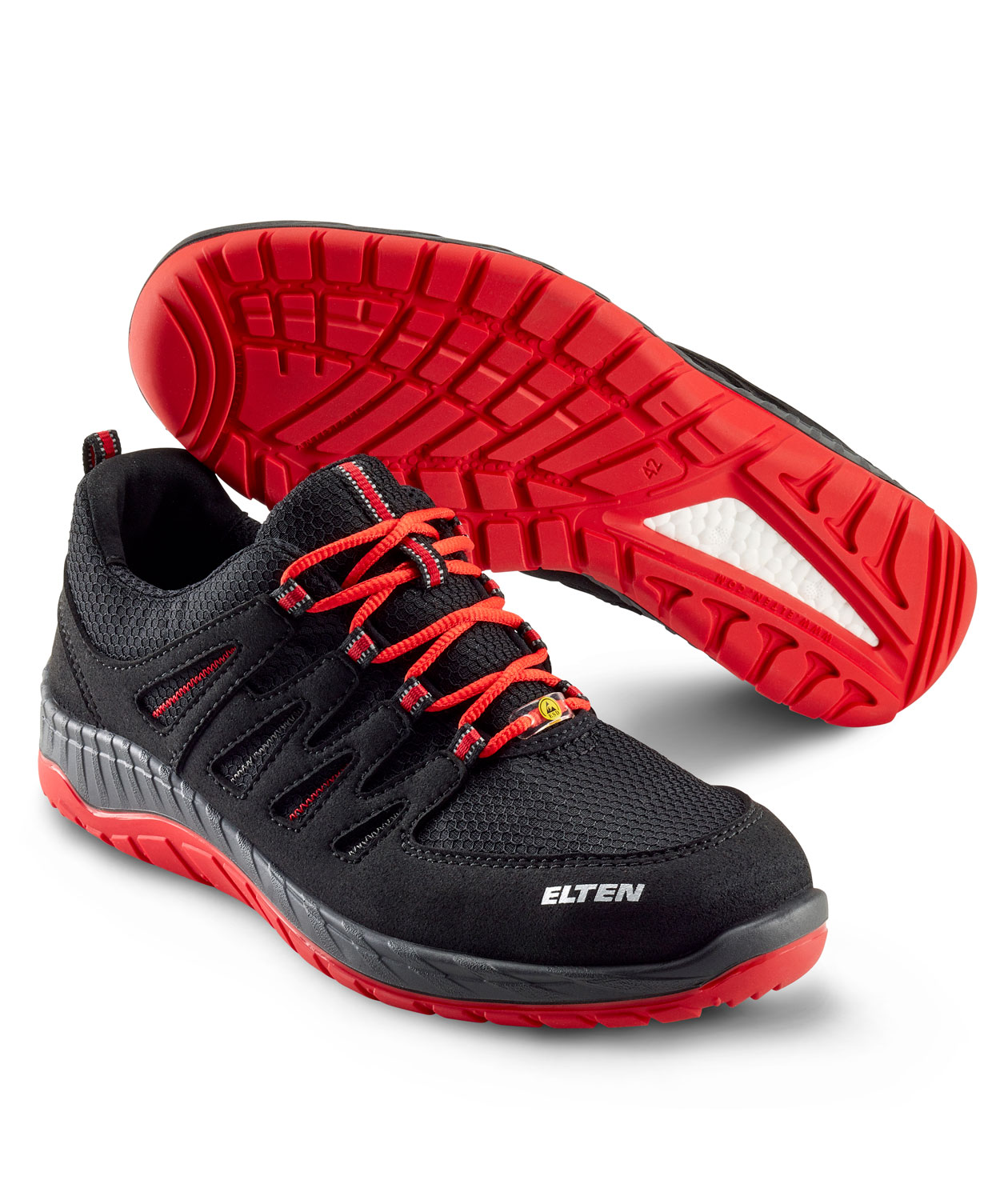 Elten Maddox Black-Red Low work shoes O2, Black, large image number 0