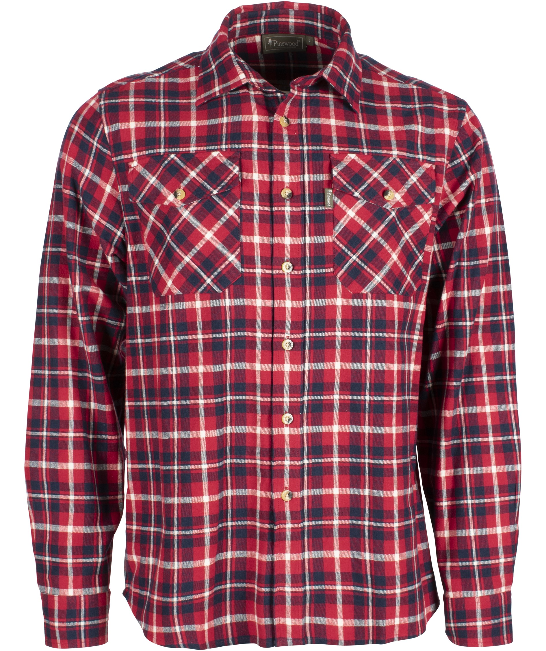Pinewood H&auml;rjedalen regular fit flannel skovmandsskjorte, R&oslash;d/Navy