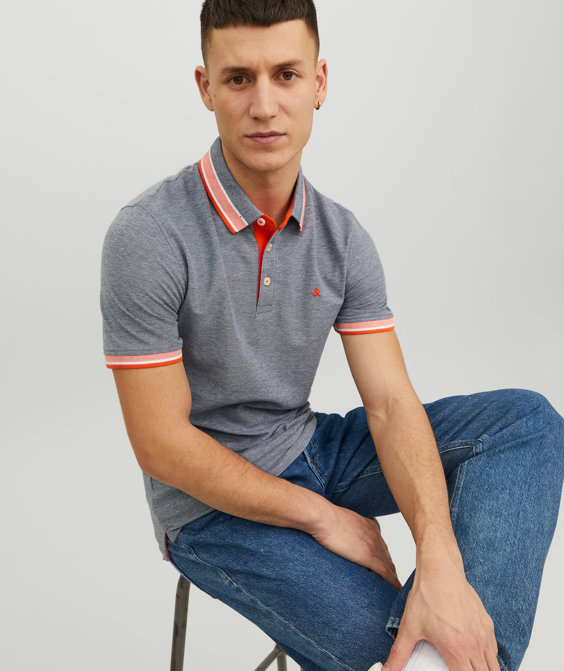 Jack & Jones JJEPAULOS Polo T-shirt, Navy Blazer/Neon, large image number 3