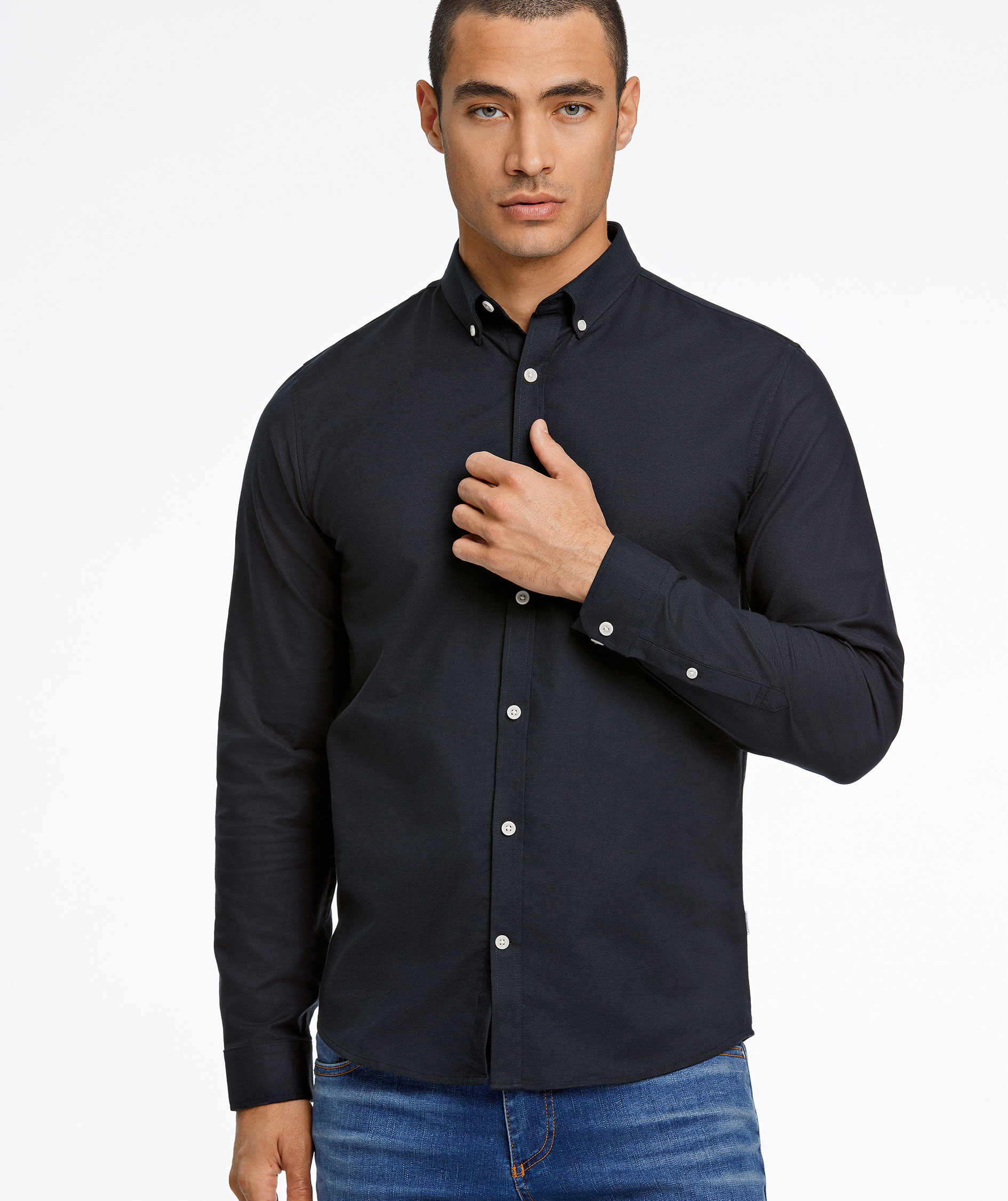 Lindbergh Oxford superflex skjorta, Black, large image number 5