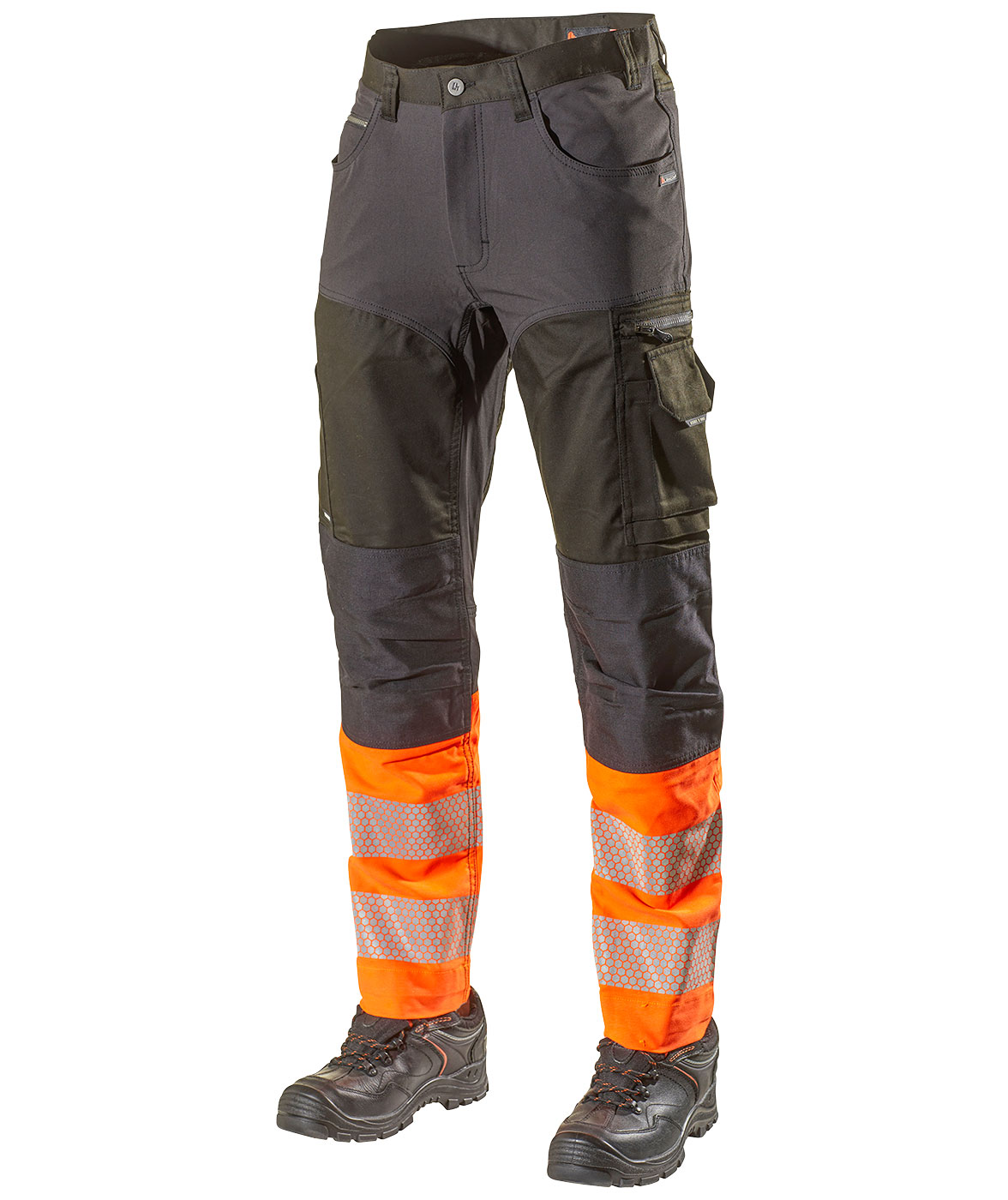 L.Brador arbetsbyxa 1073PB, Svart/Hi-vis Orange