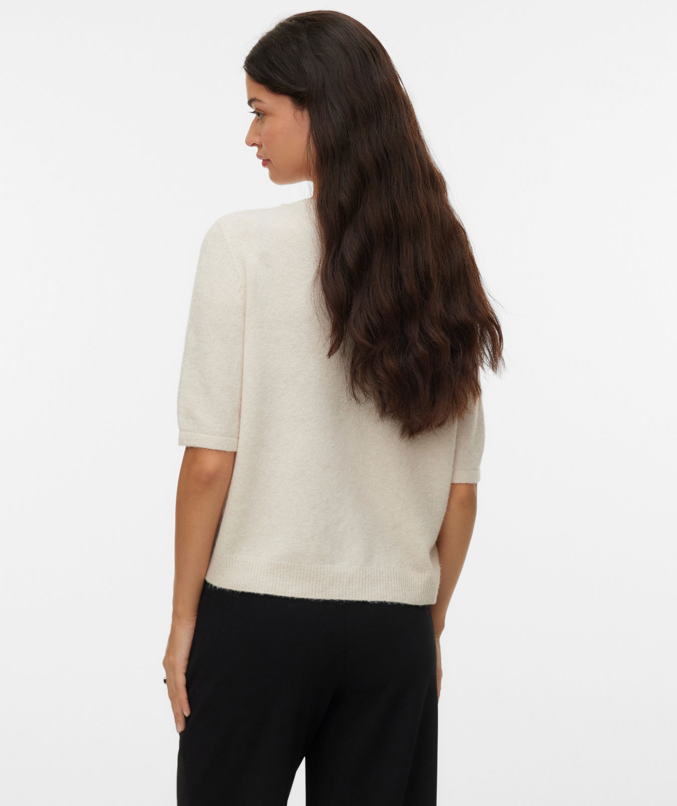 Vero Moda VMDOFFY kort&aelig;rmet dame cardigan, Birch Melange, large image number 2