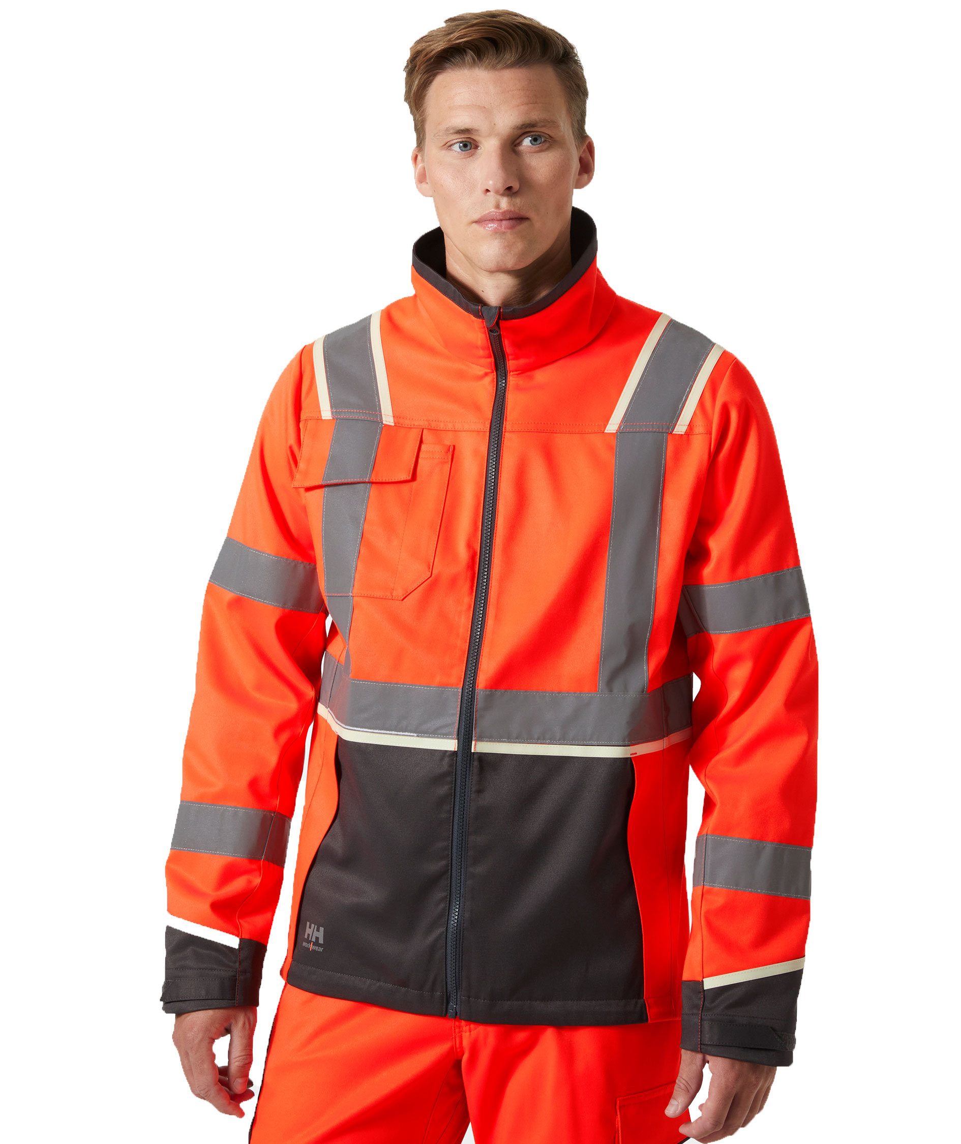 Helly Hansen UC-ME arbejdsjakke, Hi-Vis R&oslash;d/Ebony, large image number 1
