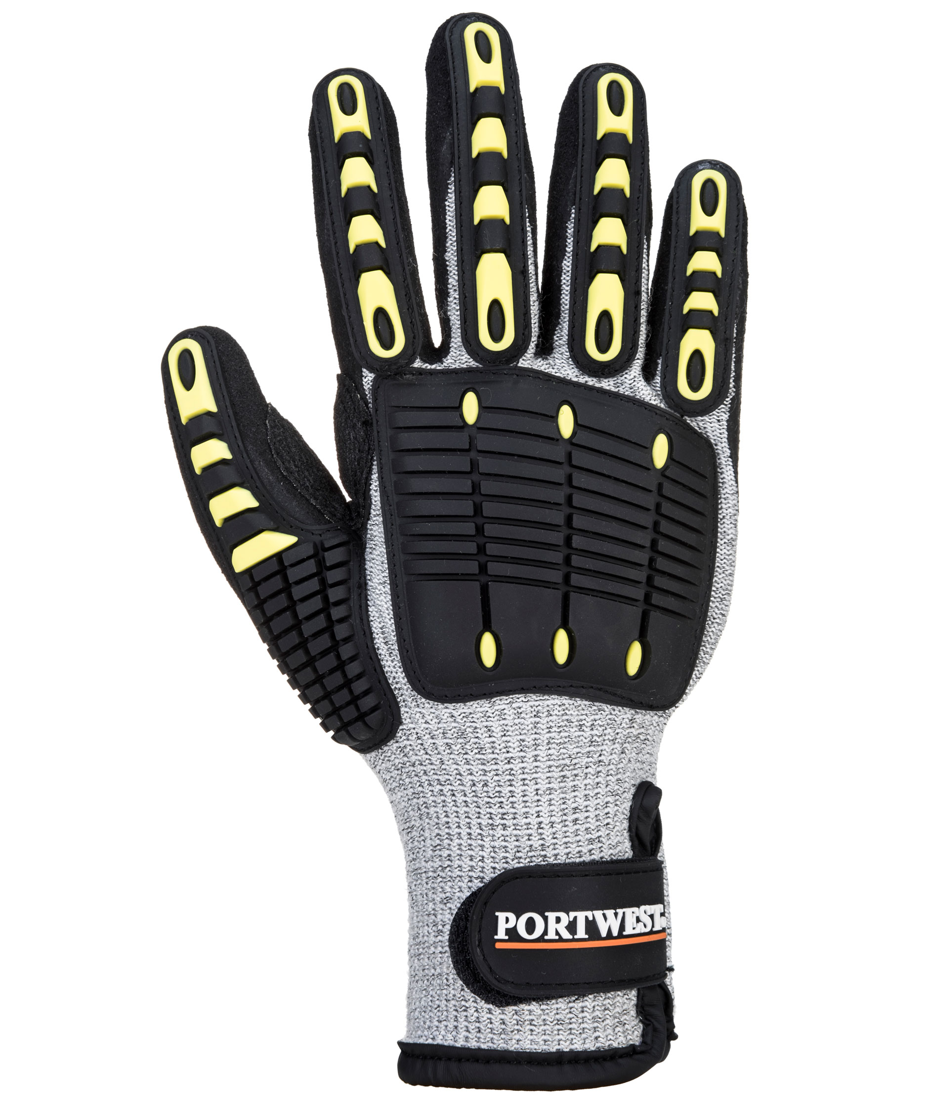 Portwest A729 Anti impact sk&auml;rskydds fodrad handsker Cut C, Gr&aring;/Svart