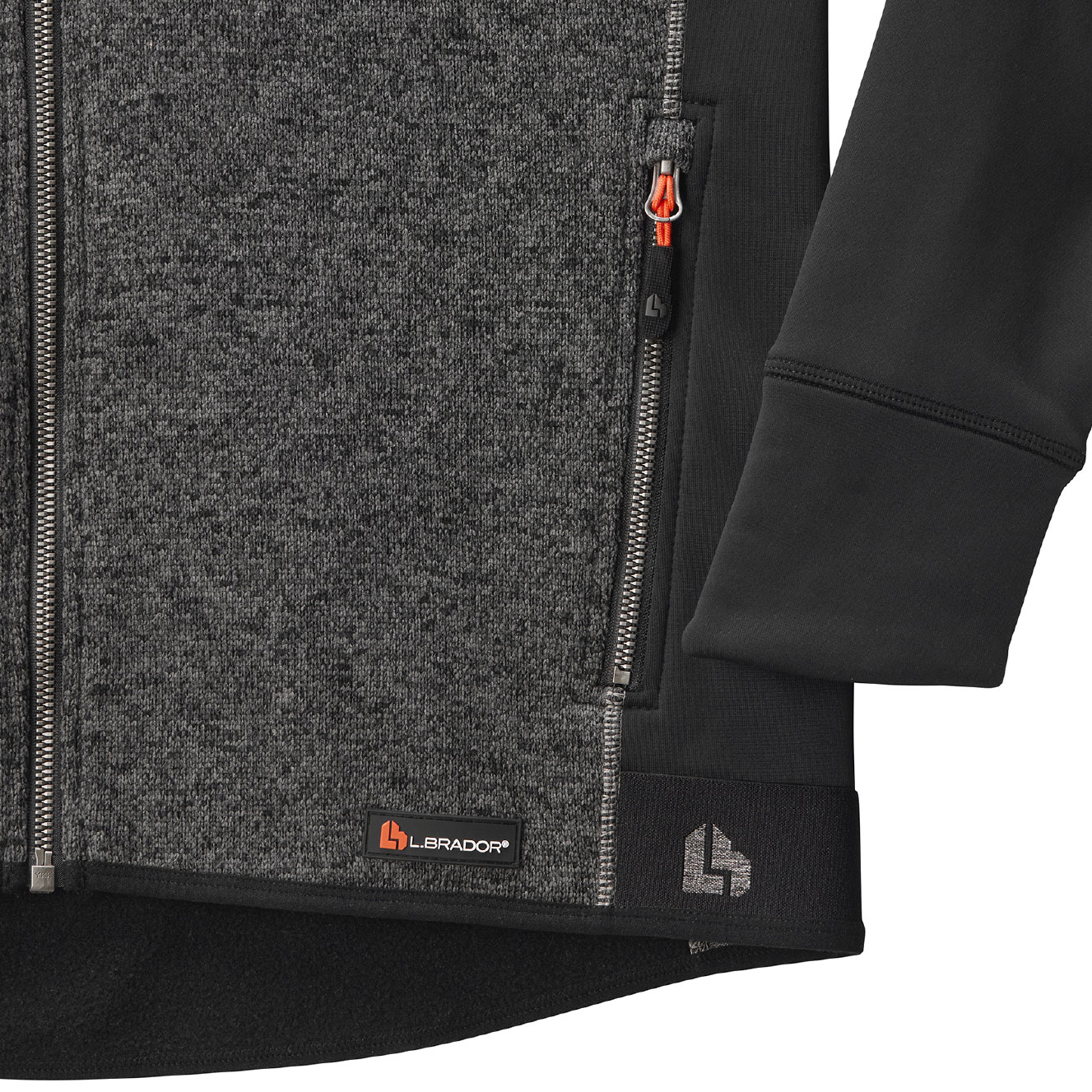 L.Brador Aereo hoodie with zipper 6034P, Black/Grey melange, large image number 3