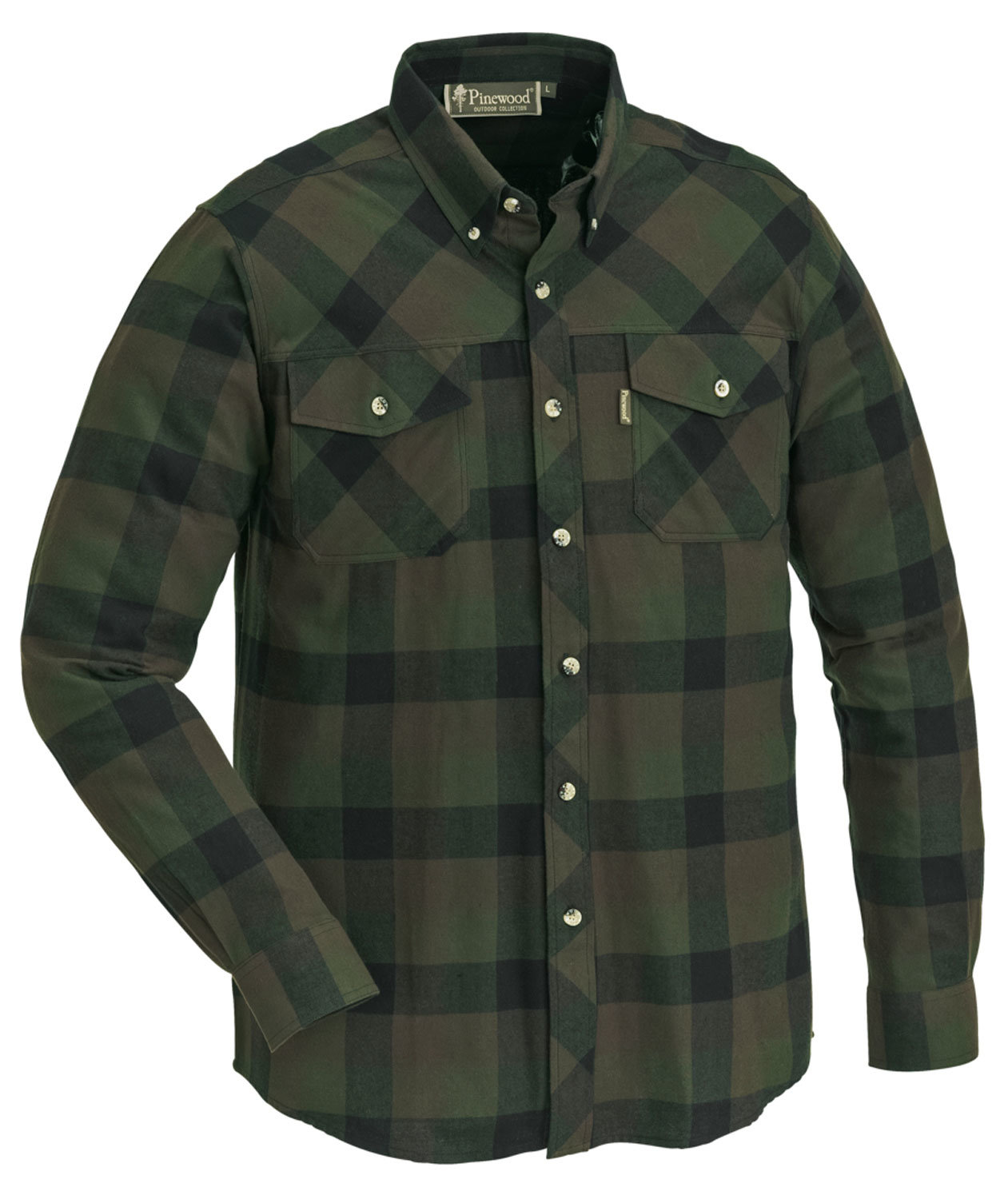 Pinewood Lumbo flannel skovmandsskjorte, Gr&oslash;n/Sort, Gr&oslash;n/Sort, swatch