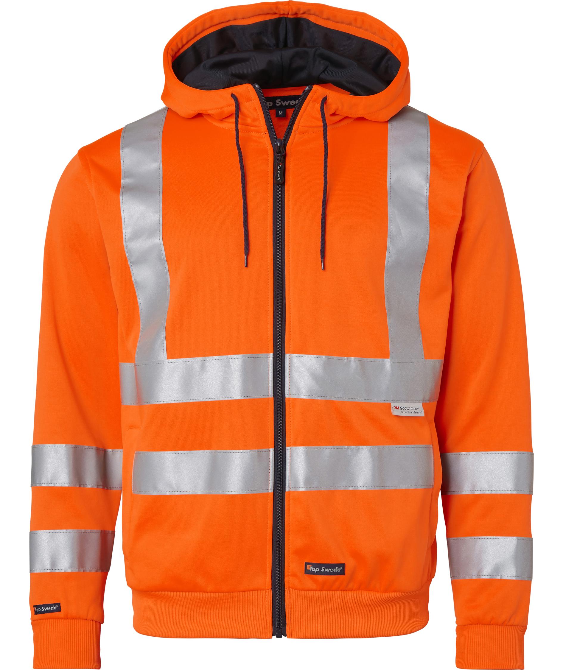 Top Swede hoodie med dragkedja 4429, Varsel Orange