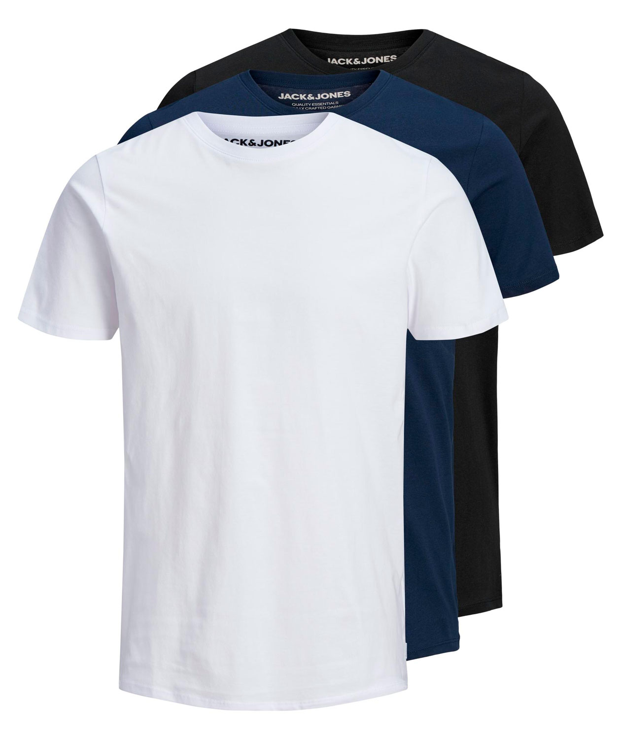 Jack & Jones JJEORGANIC 3-pak T-shirt, Sort/Hvid/Navy
