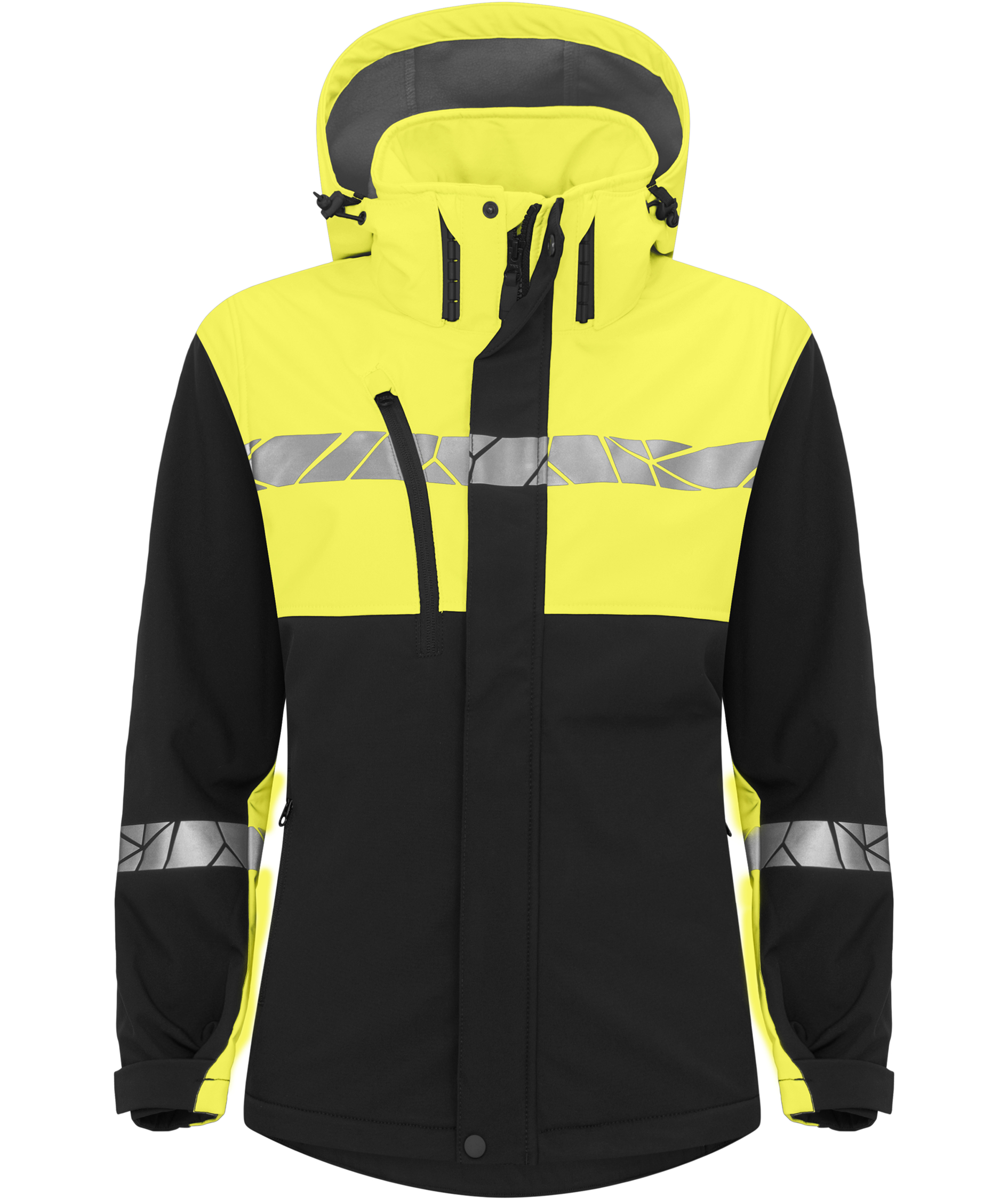 ProJob dame softshelljakke 7417, Svart/Gul