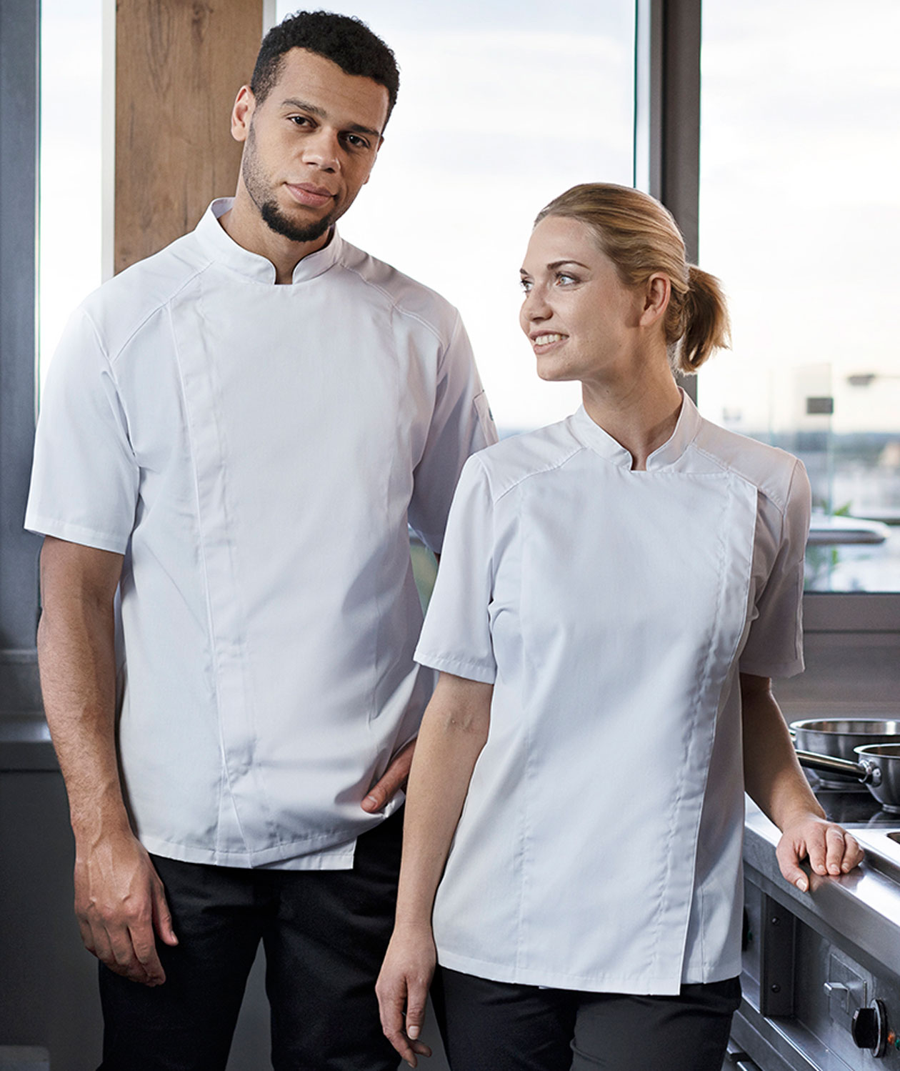 Karlowsky kortermet kokkejakke, Hvit, large image number 1