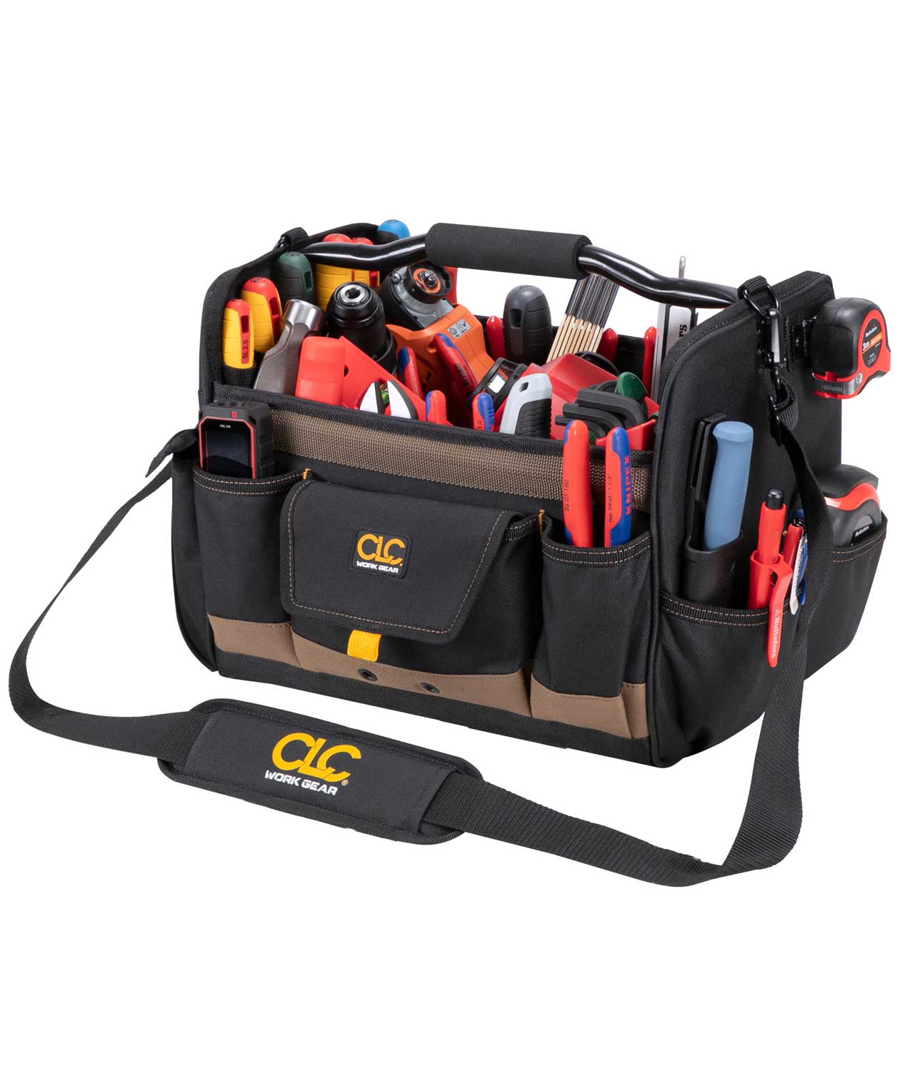 CLC Work Gear 1578 medium open tool bag 28L, Black/Brown, Black/Brown, large image number 3