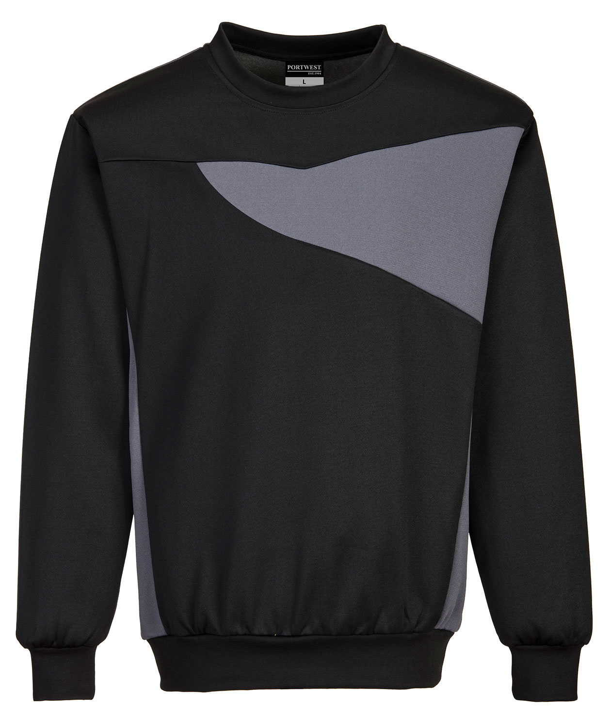 Portwest PW2 sweatshirt, Svart/Gr&aring;