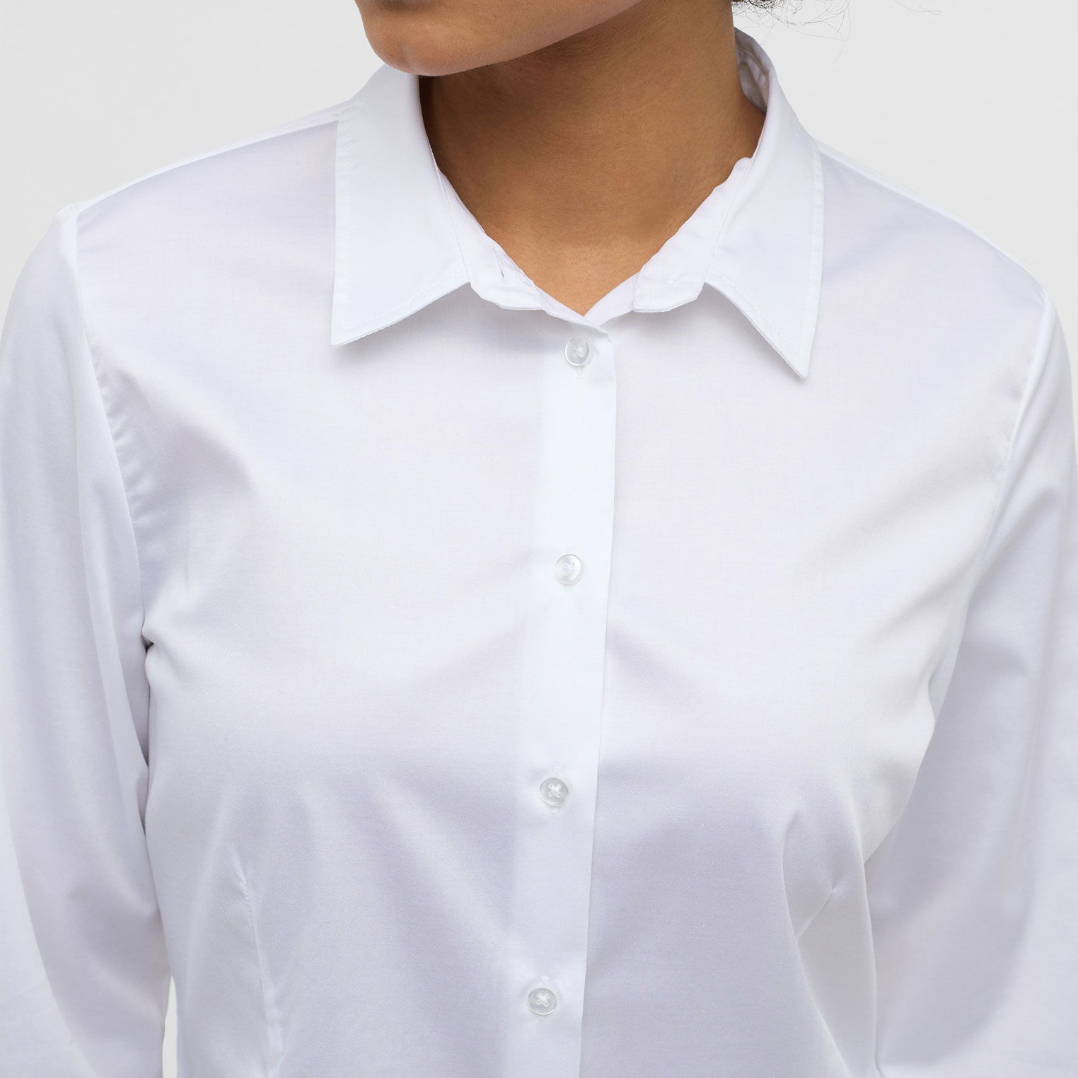 Eterna Satin Stretch ladies shirt - Modern Fit, White, large image number 3