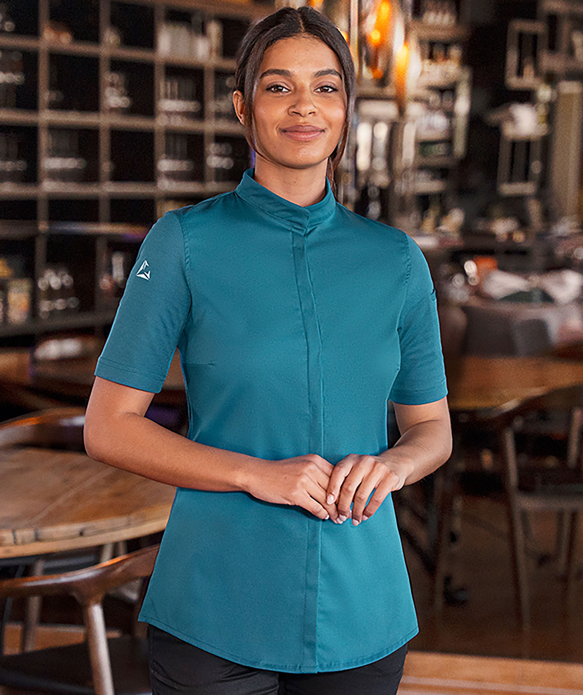 Karlowsky DIAMOND CUT&reg; Avantgarde kort&aelig;rmet dame kokkejakke, Dark Petrol, large image number 1