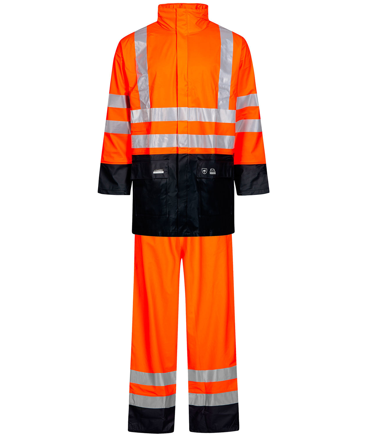 Lyngs&oslash;e PU regnsett, Hi-vis Oransje/Marinebl&aring;