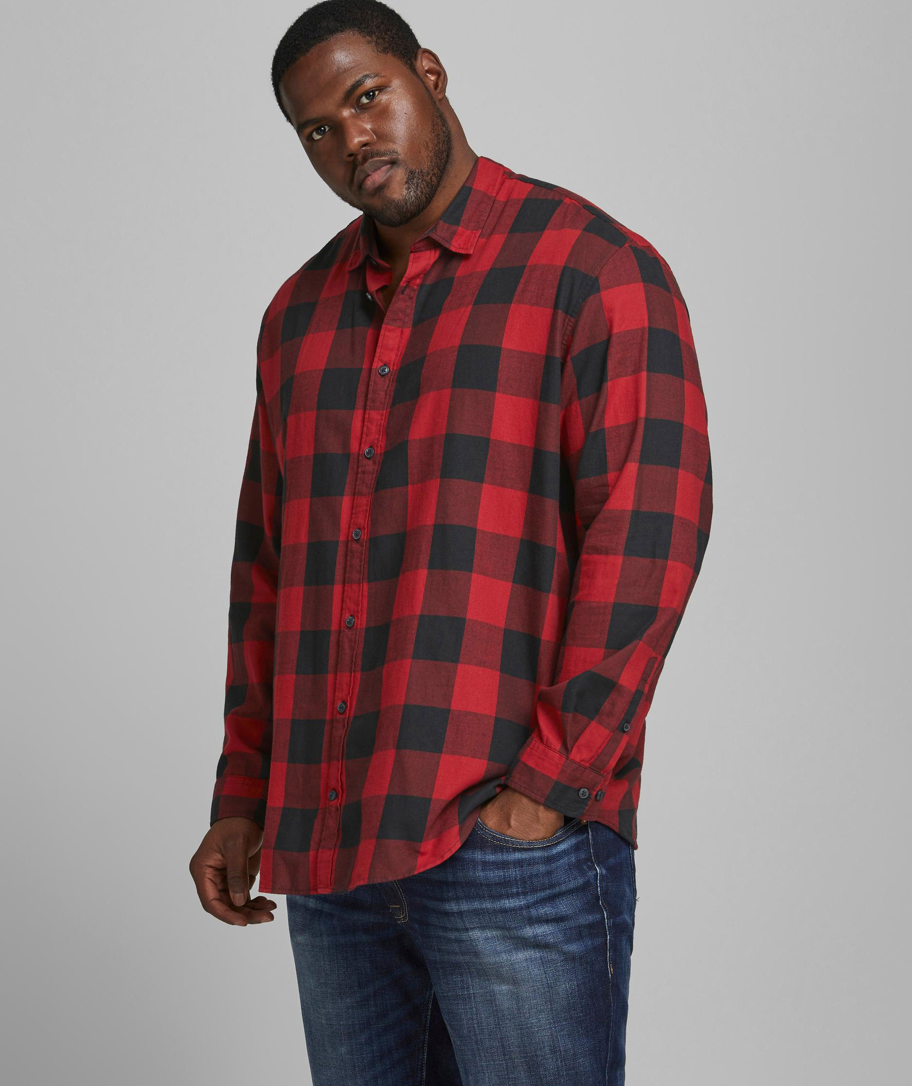 Jack & Jones JJEGINGHAM Plus Size Twill Hemd, Brick Red