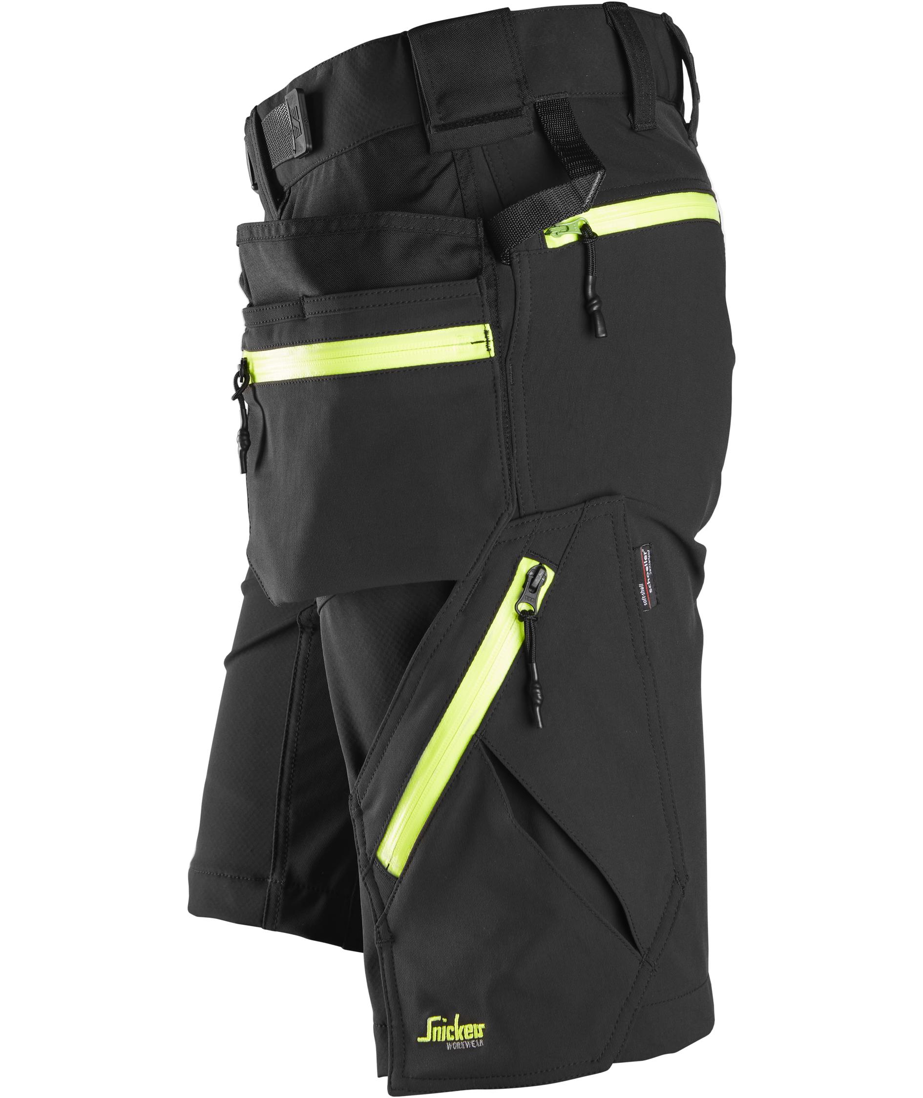 Snickers FlexiWork h&aring;ndverkershorts+ 6140, Black/Neon Yellow, large image number 3