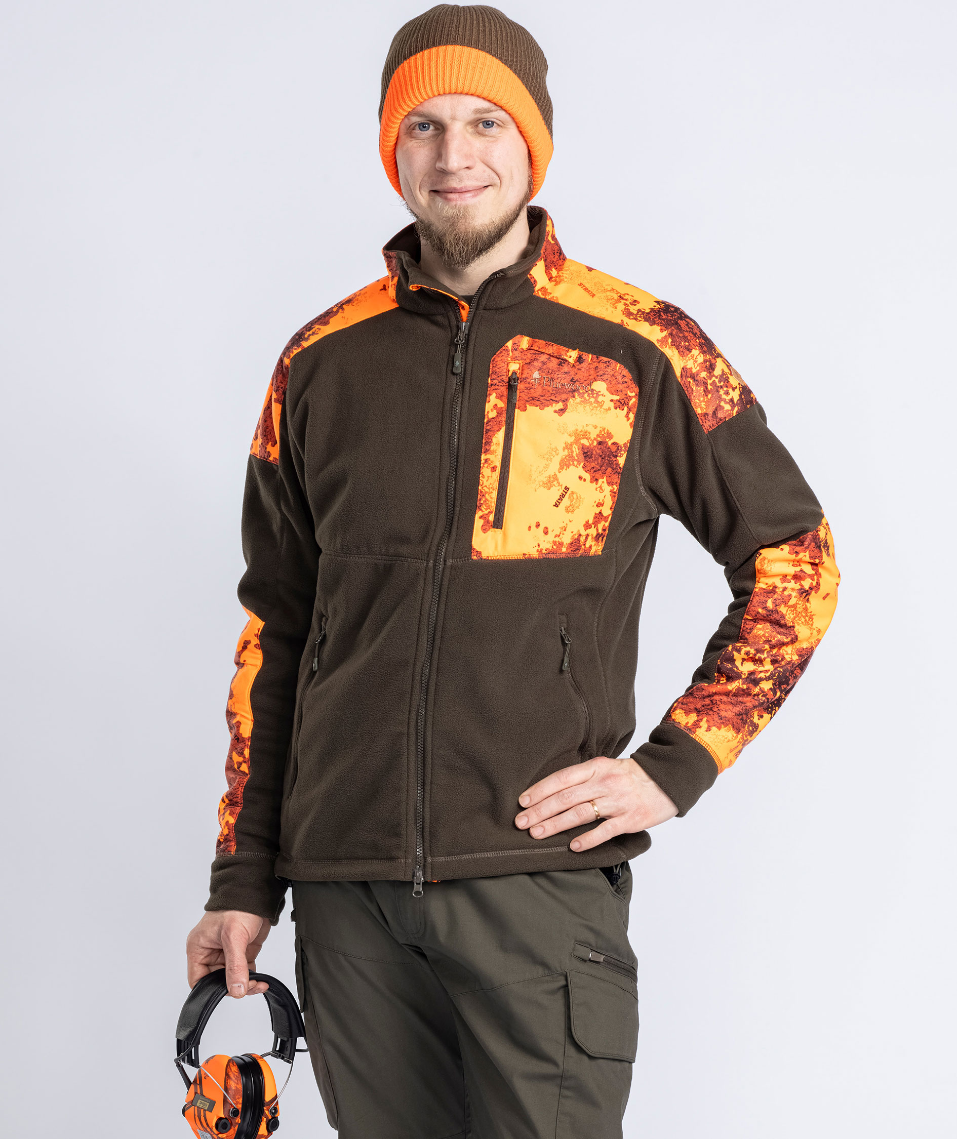 Pinewood&nbsp;Sm&aring;land Hunters Camou fleecejakke, Hunting Brown/Strata Blaze, large image number 1