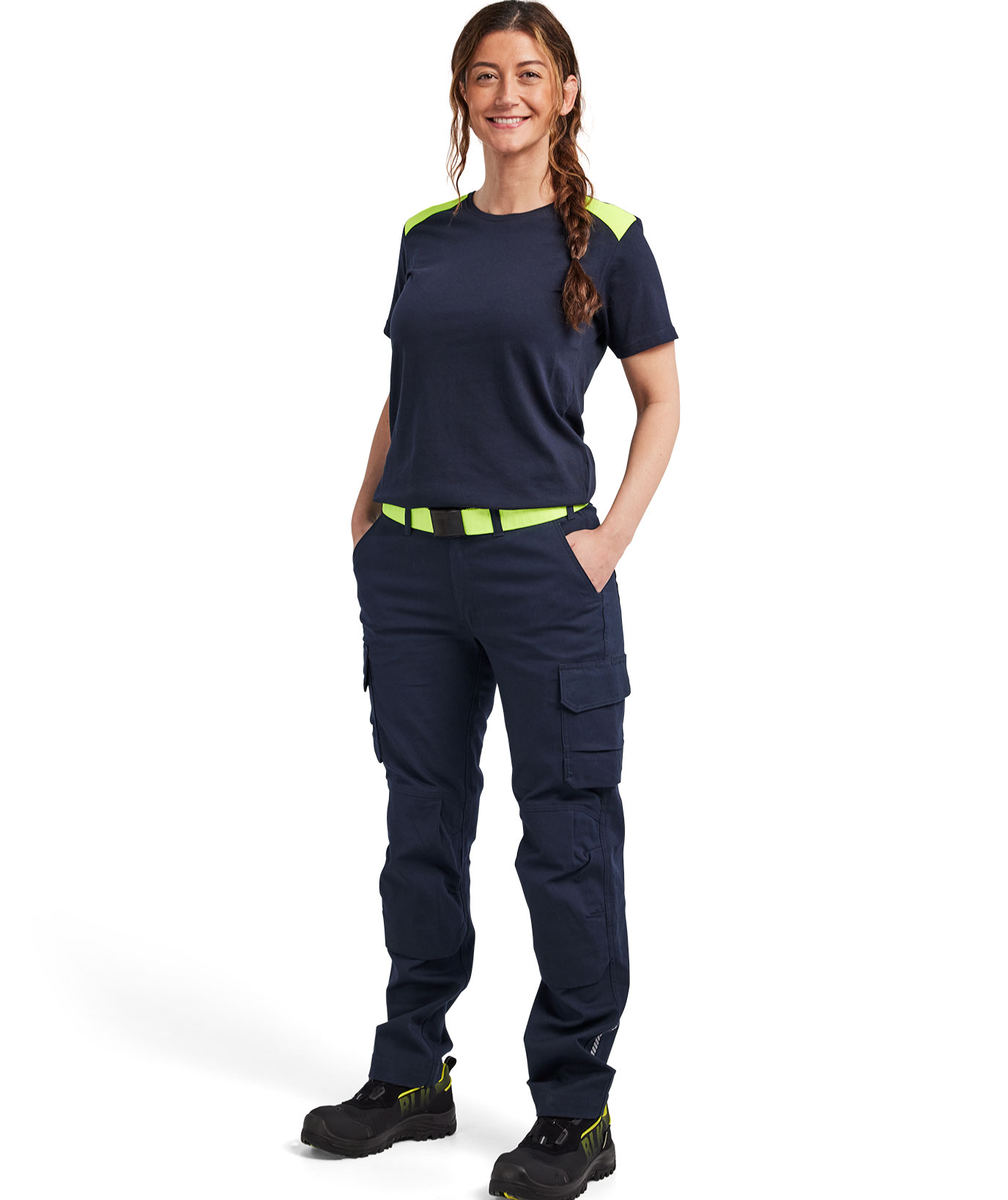 Bl&aring;kl&auml;der dame arbejdsbukser