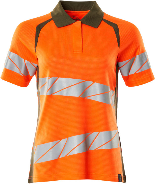 Mascot Accelerate Safe Damen Poloshirt, Hi-Vis Orange/Moosgr&uuml;n, Hi-Vis Orange/Moosgr&uuml;n, swatch