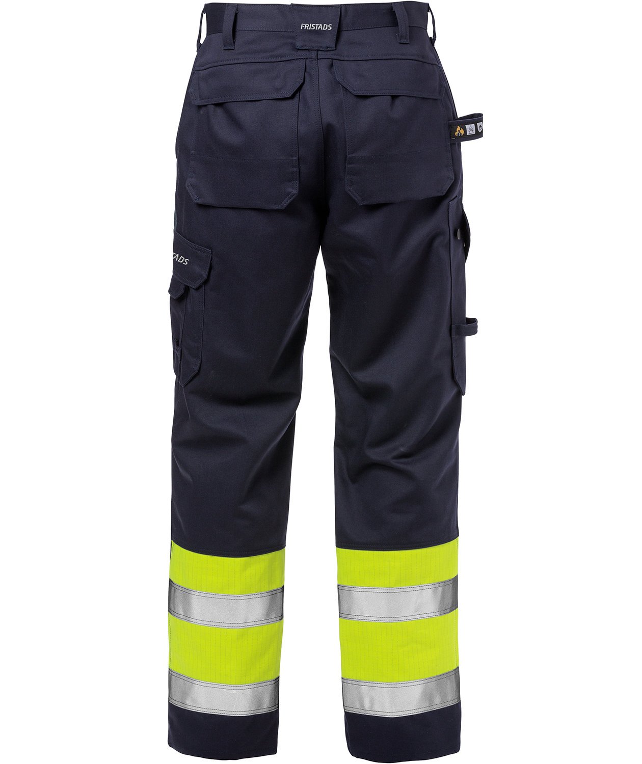Fristads Flame arbeidsbukse, Hi-Vis gul/marinebl&aring;