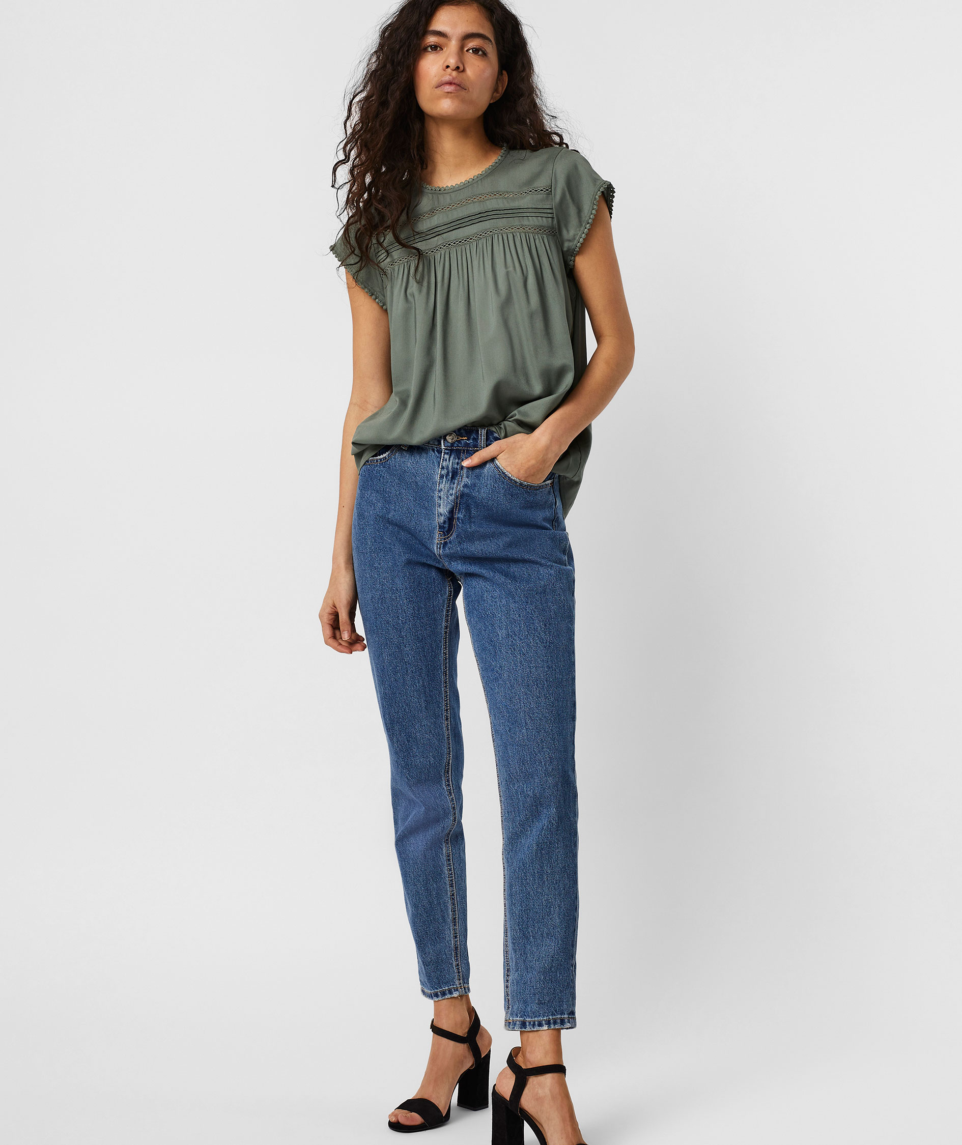 Vero Moda VMDEBBIE PLEAT blus dam, Laurel Wreath