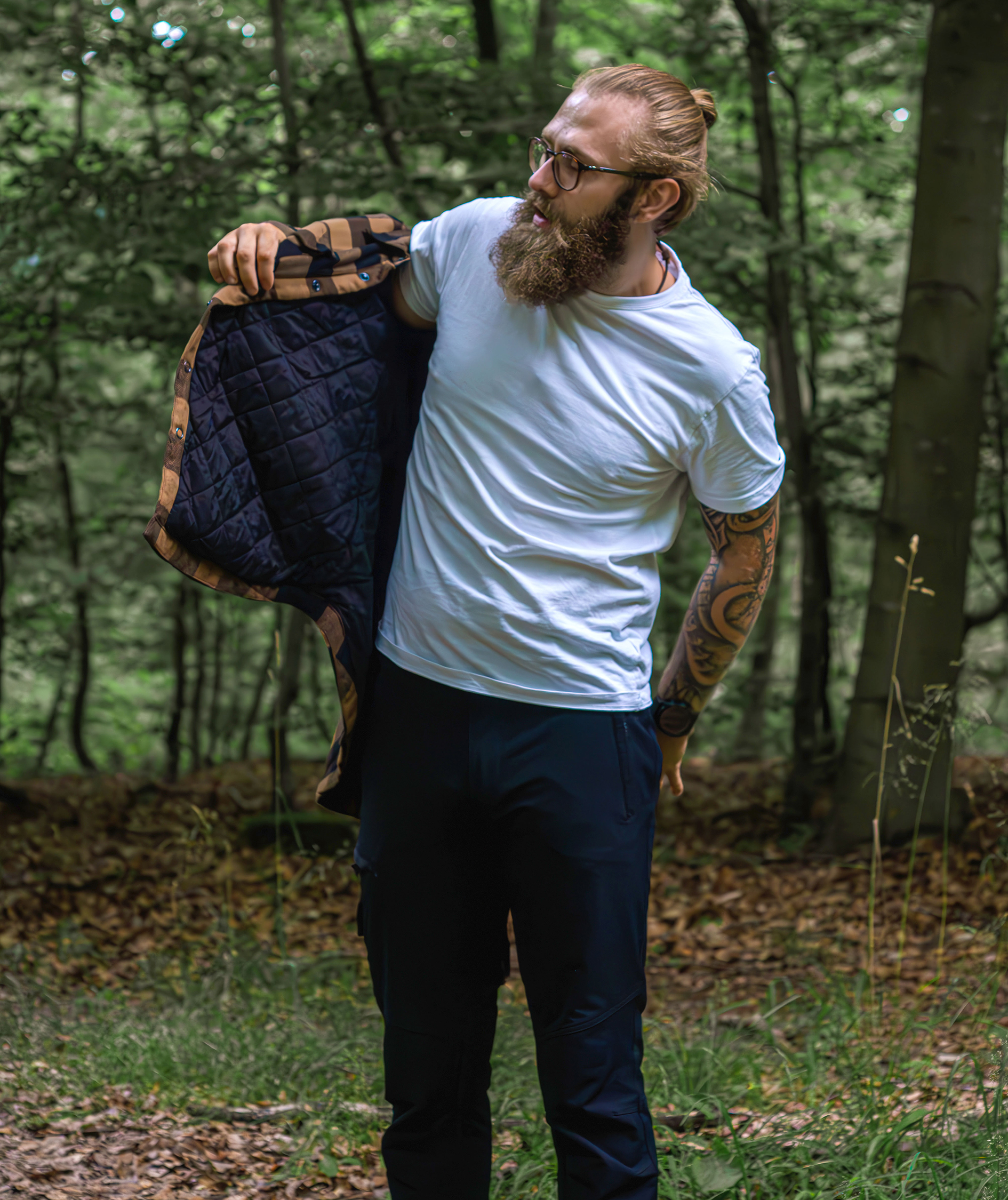 Westborn Gef&uuml;ttert Flannell Hemdjacke, Camel/Black, large image number 8