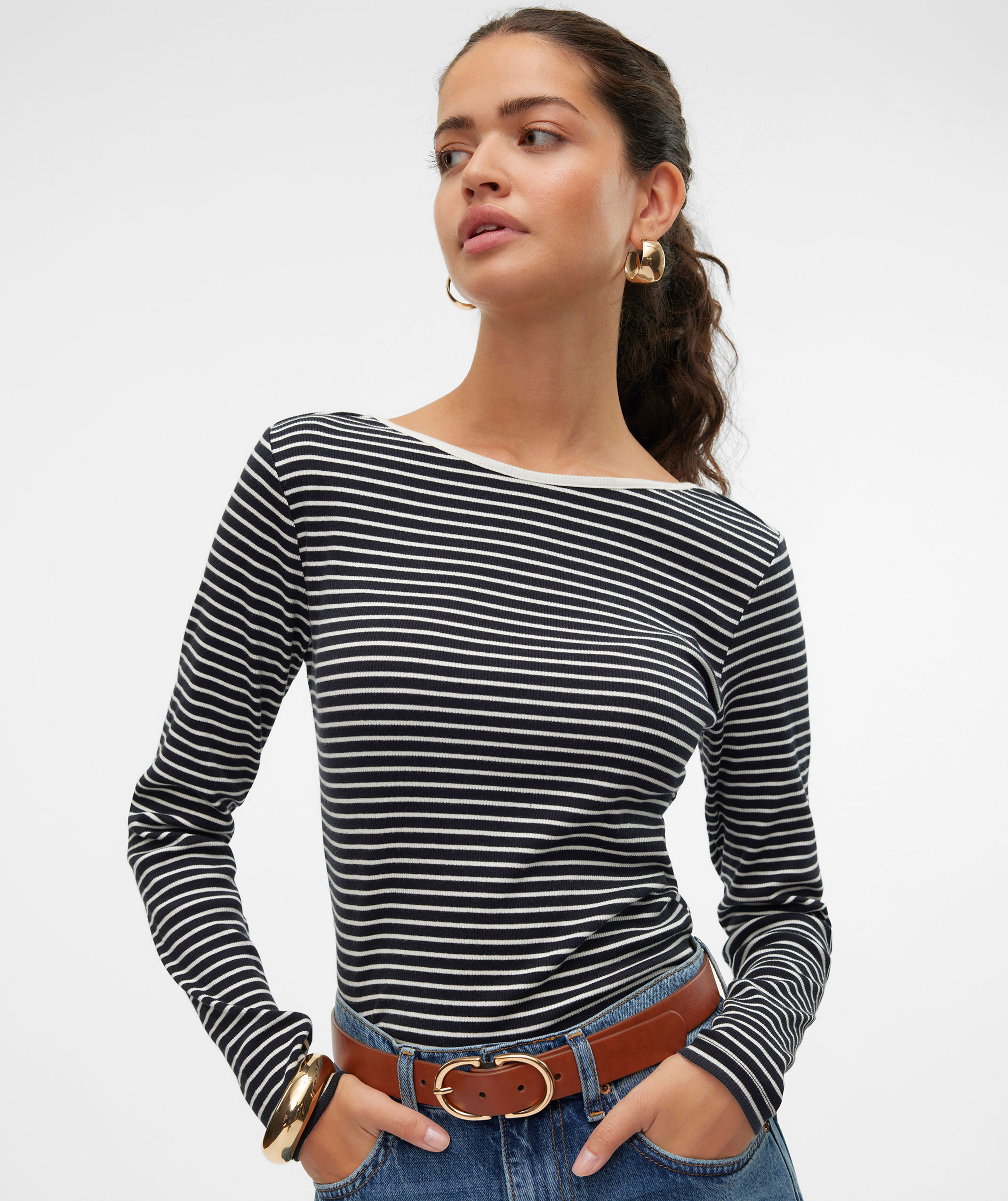 Vero Moda VMCHLOE 2-way blus dam, Black/Snow White