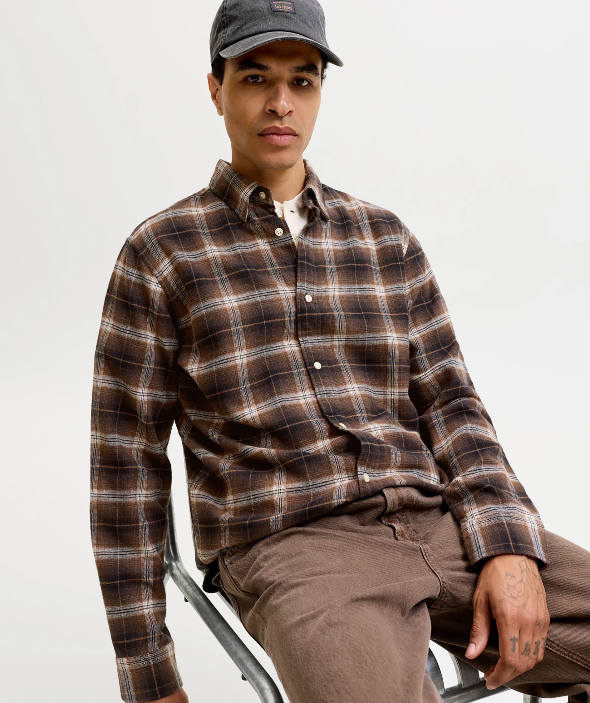 Jack & Jones JJEFIELD CHECK shirt, Black, large image number 5