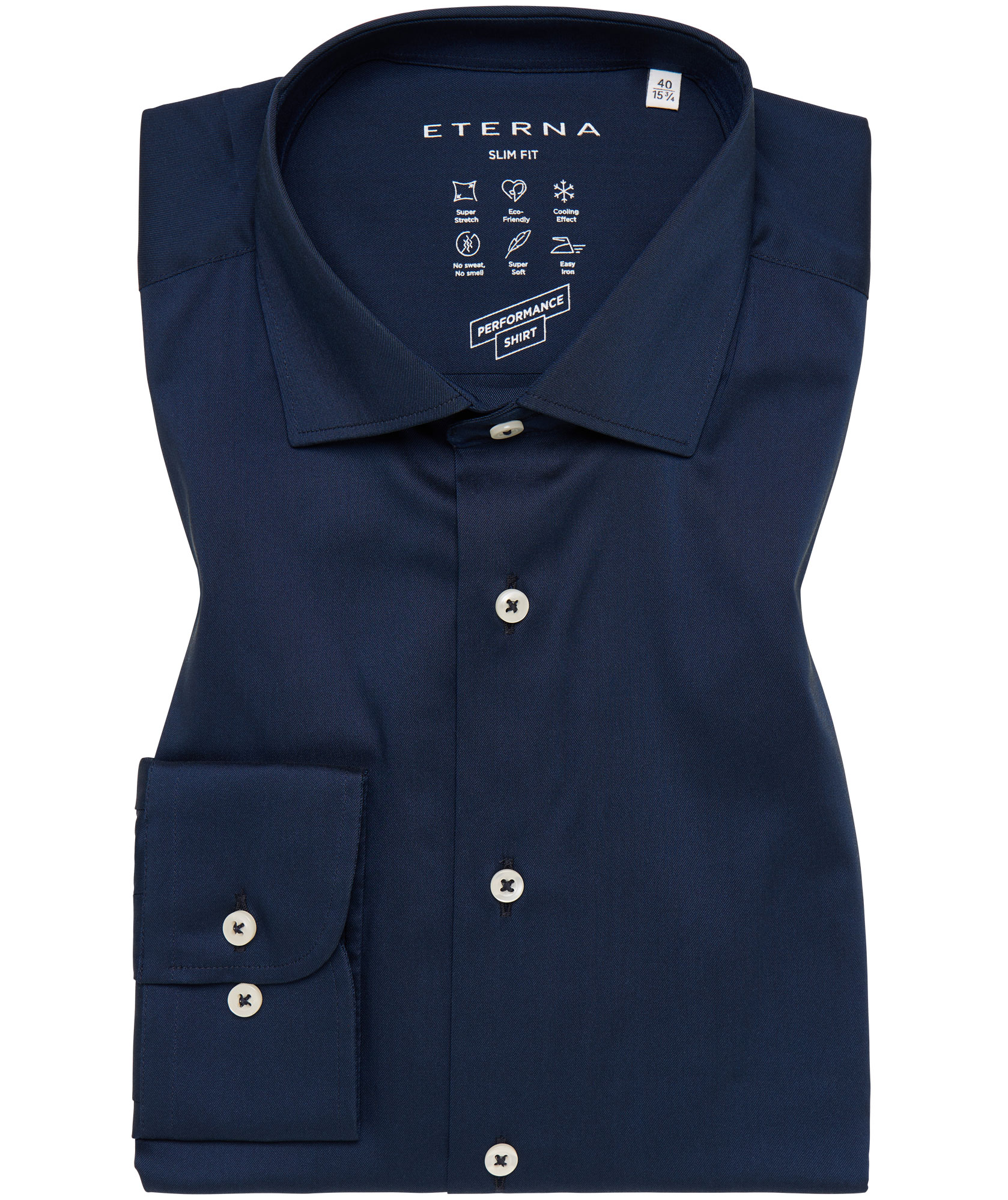 Eterna Performance Slim Fit skjorte, Navy, large image number 4