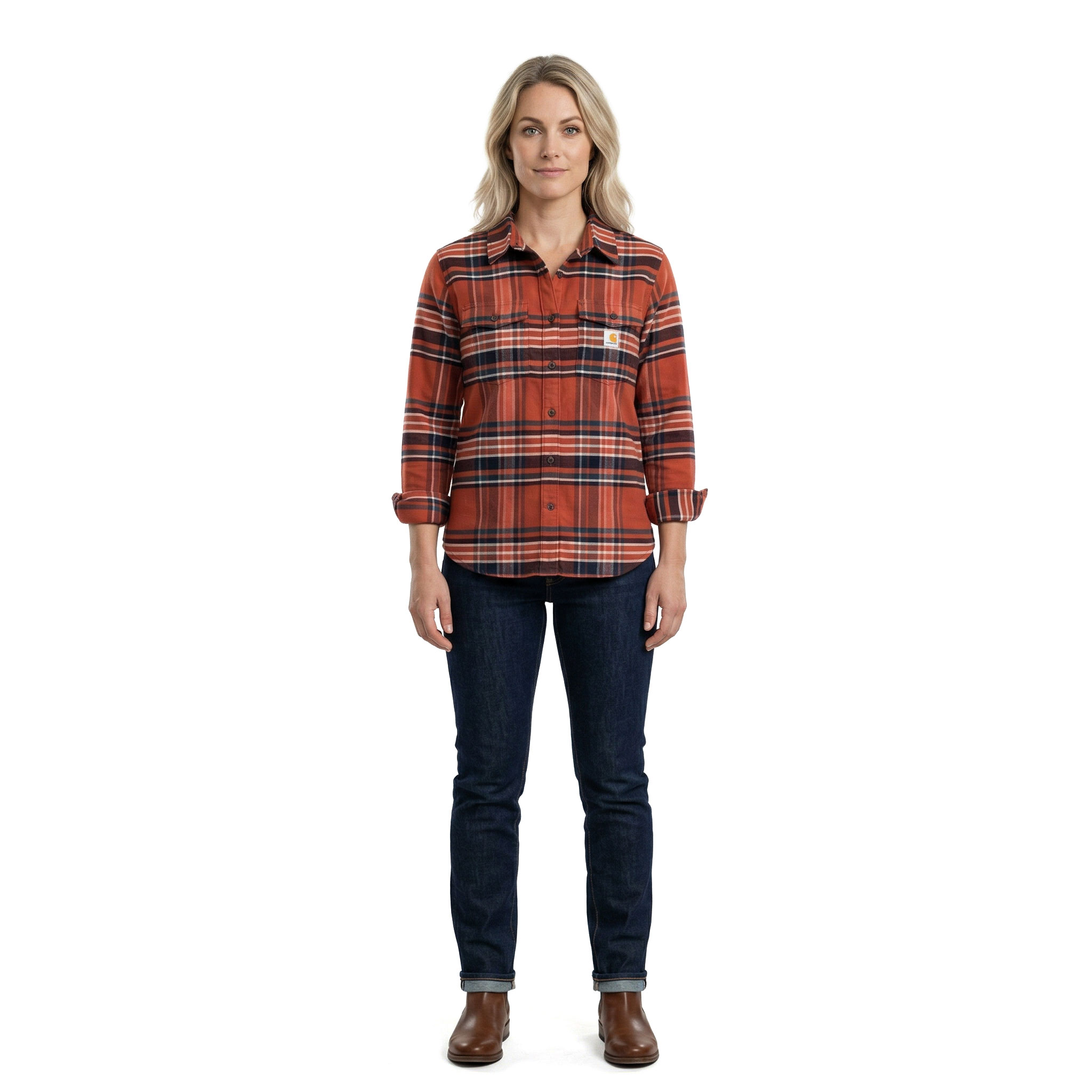 Carhartt dame flannelskjorte, Spice Red, Spice Red, large image number 2