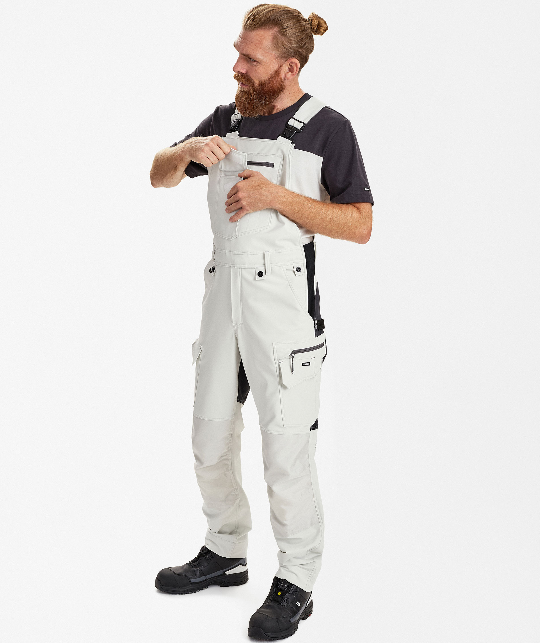 Engel Entire Latzhose full stretch, Bone White/Anthracite Grey, large image number 5