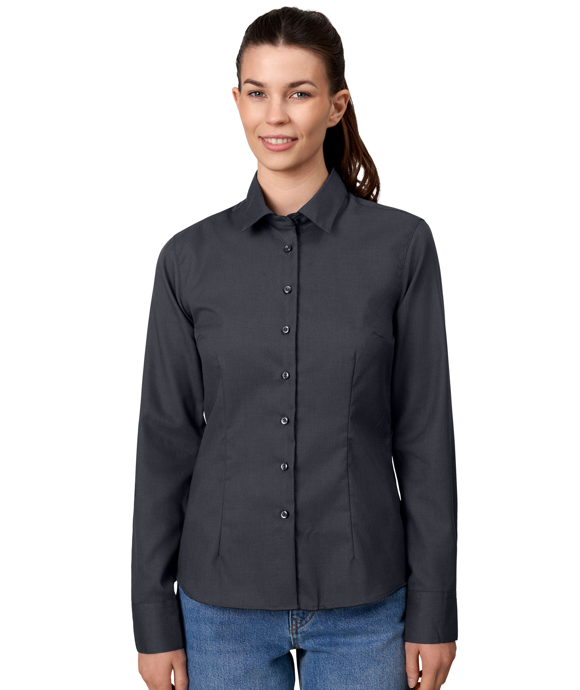 Seven Seas Dobby Royal Oxford modern fit women's shirt, Charcoal, large image number 1