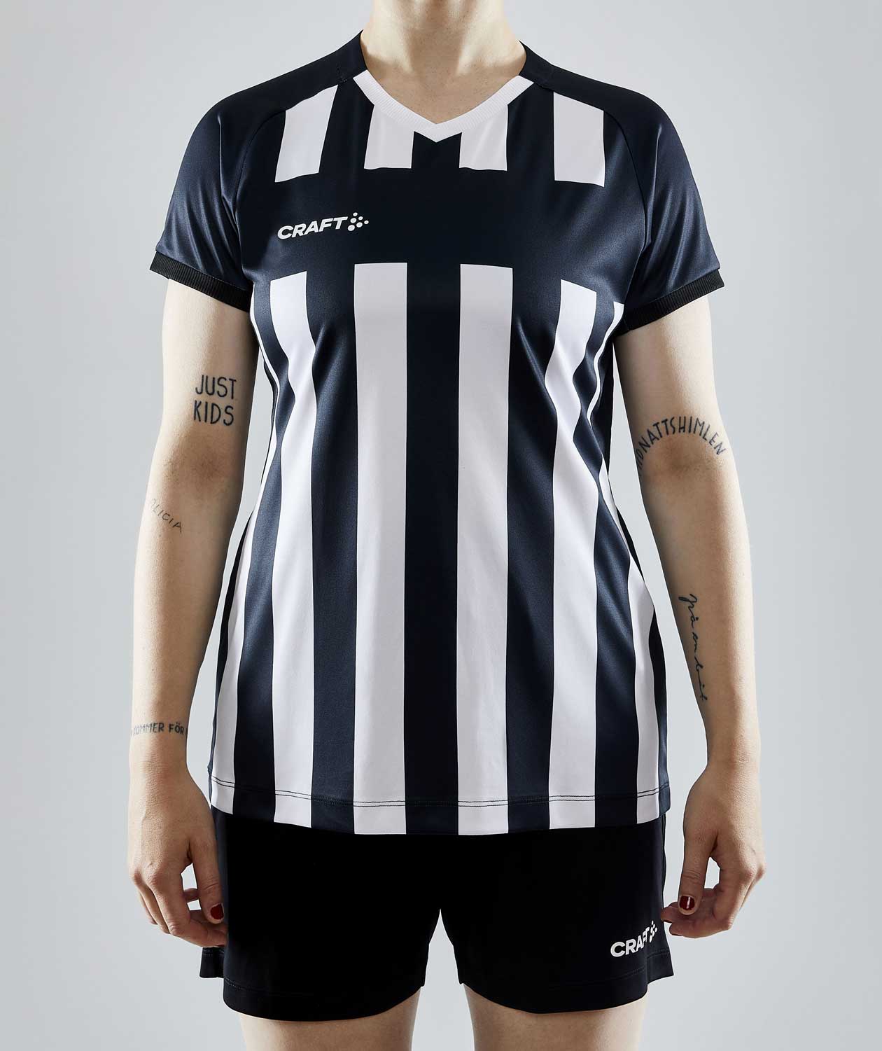 Craft Progress 2.0 Stripe Jersey Damen T-Shirt, Schwarz/Wei&szlig;, large image number 1