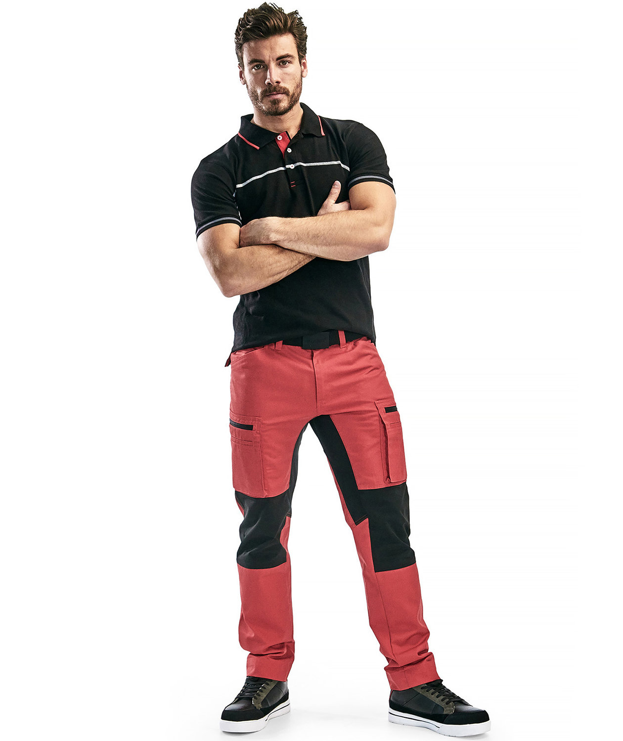 Bl&aring;kl&auml;der Unite servicebukser, R&oslash;d/Sort, large image number 1