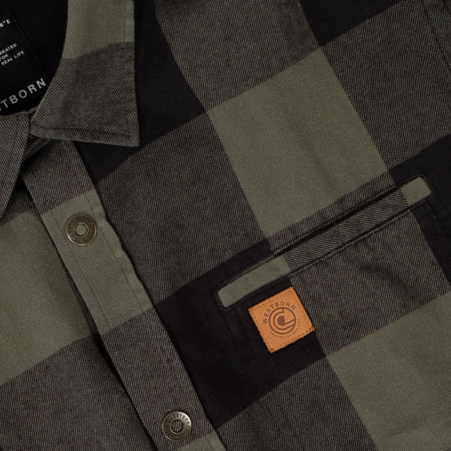 Westborn casual flannelskjorte, Dusty Green/Black, large image number 5
