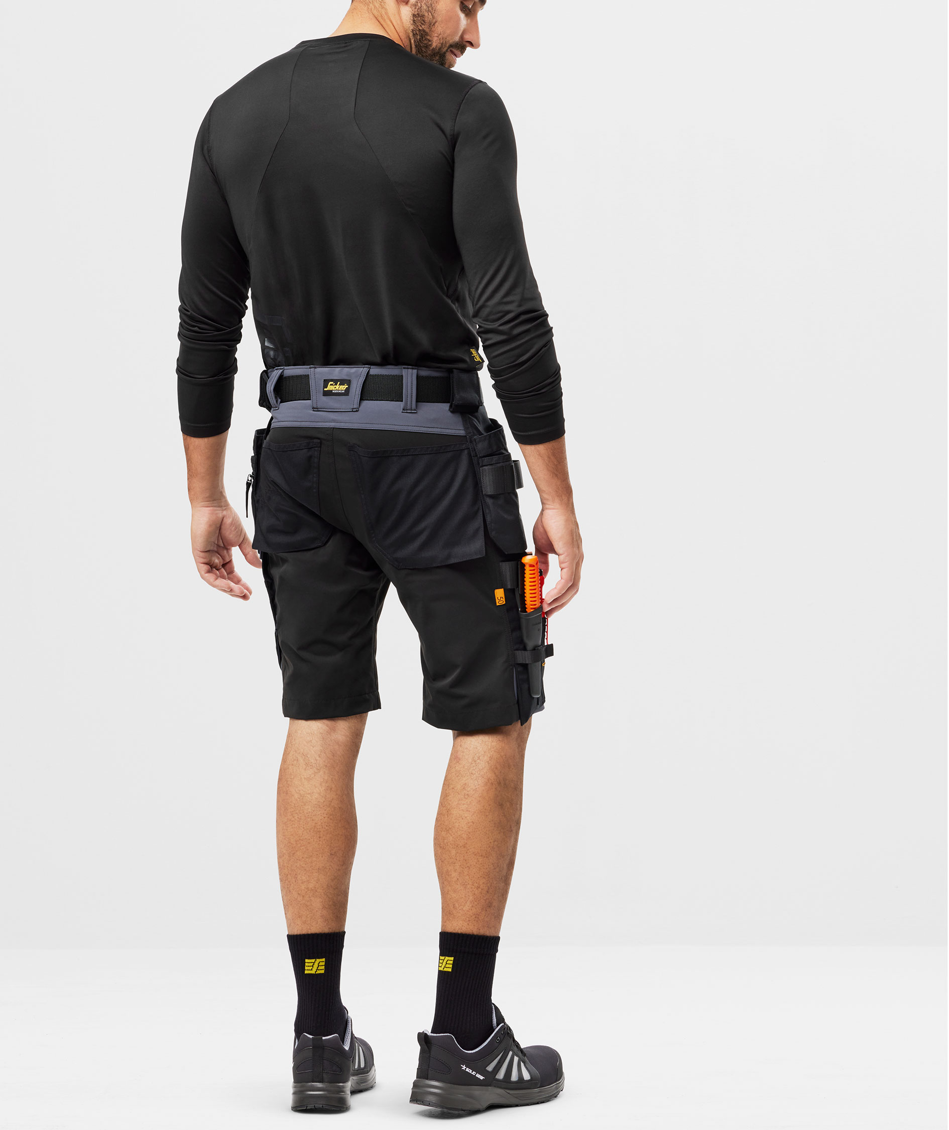 Snickers AllroundWork h&aring;ndv&aelig;rkershorts 6175 full stretch, Steel Grey/Black, large image number 3