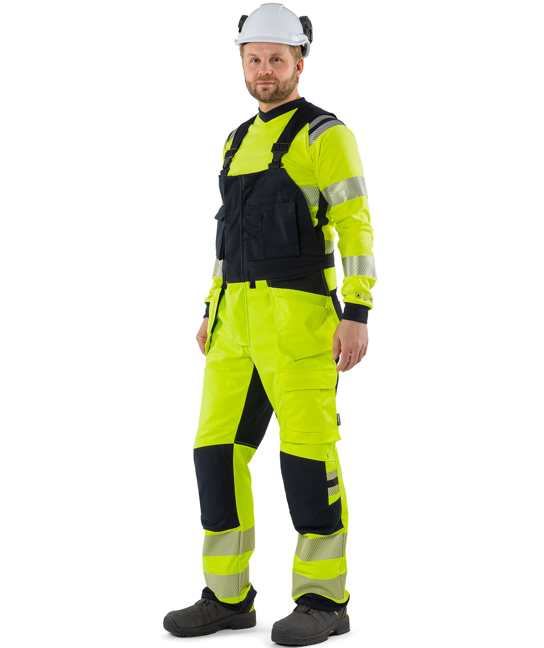 Fristads Flamestat Green h&aring;ndverksselebukse 1950 GFS, Hi-Vis gul/marinebl&aring;
