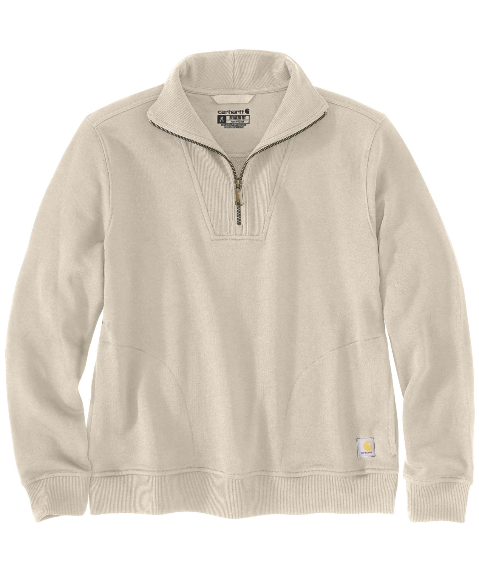 Carhartt half zip sweatshirt dam, Oat Milk