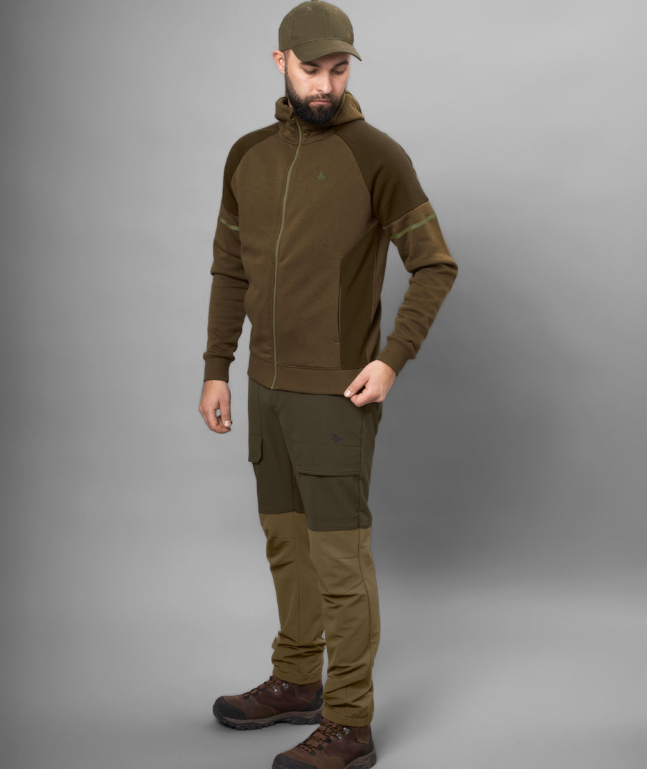 Seeland Cross Fleece Hoodie mit Rei&szlig;verschluss, Dark Olive